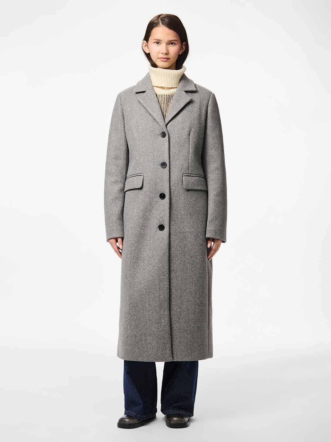 Pieces cappotto grigio lungo