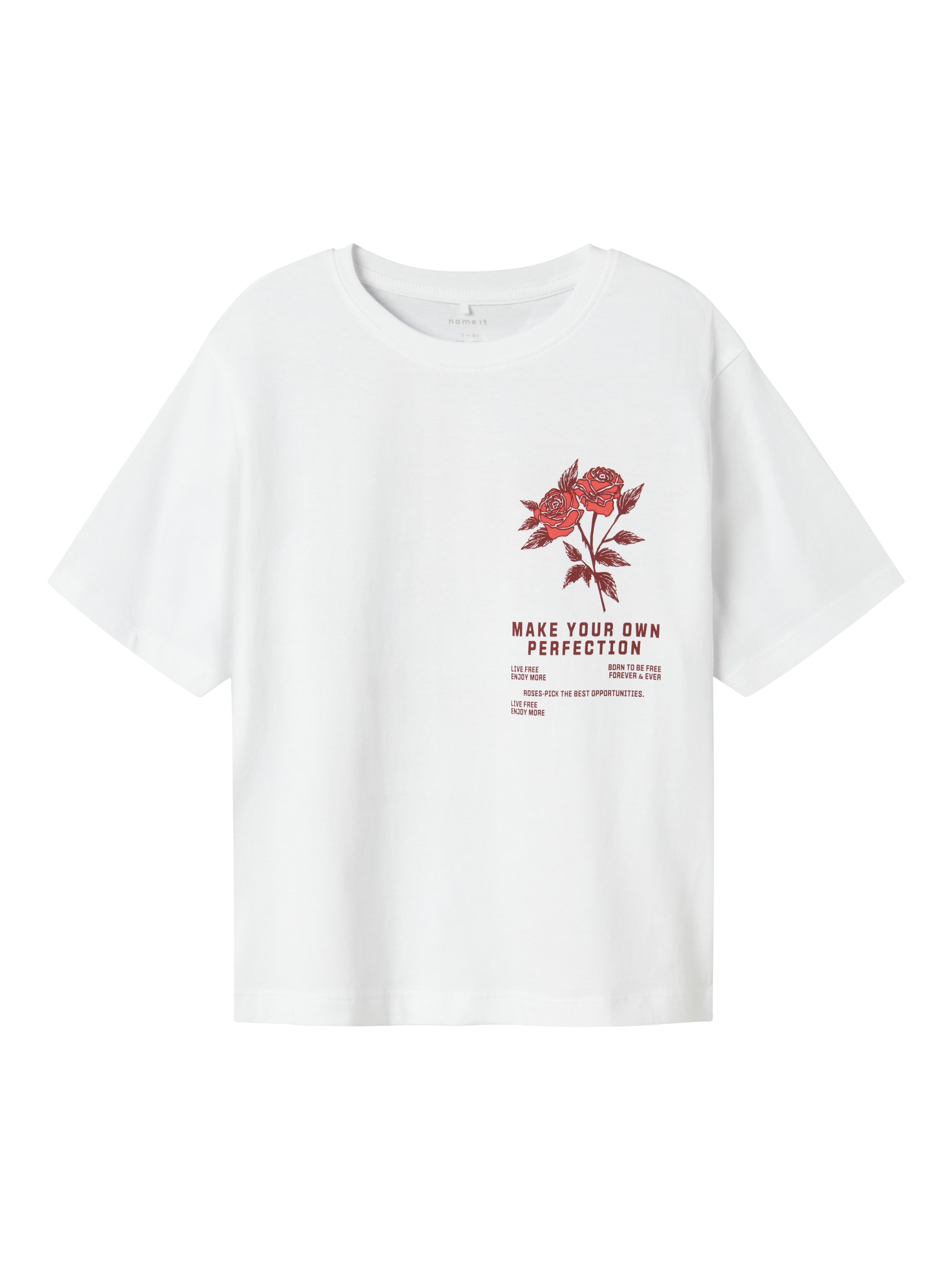 Name It t-shirt kids bianco con rose rosse