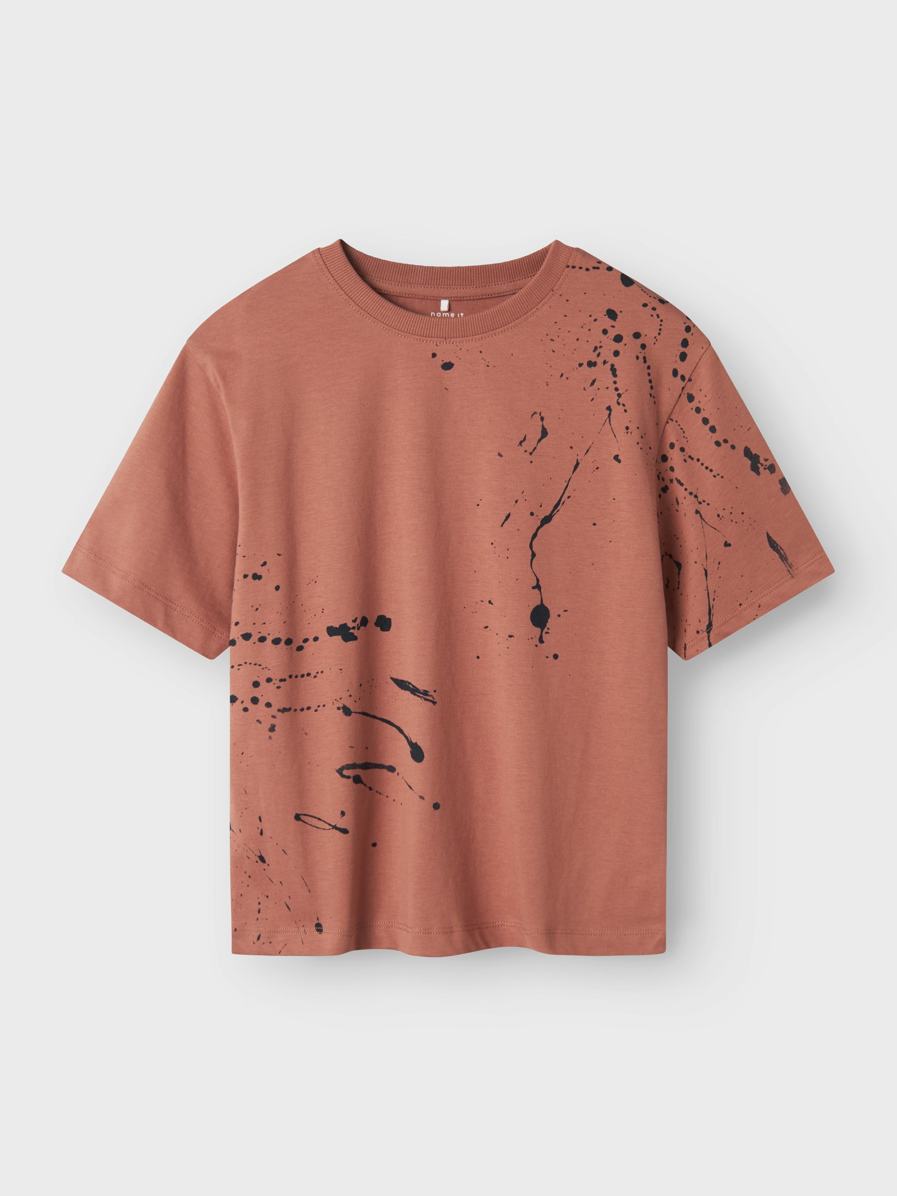 Name It t-shirt kids bordeaux con schizzi pittura
