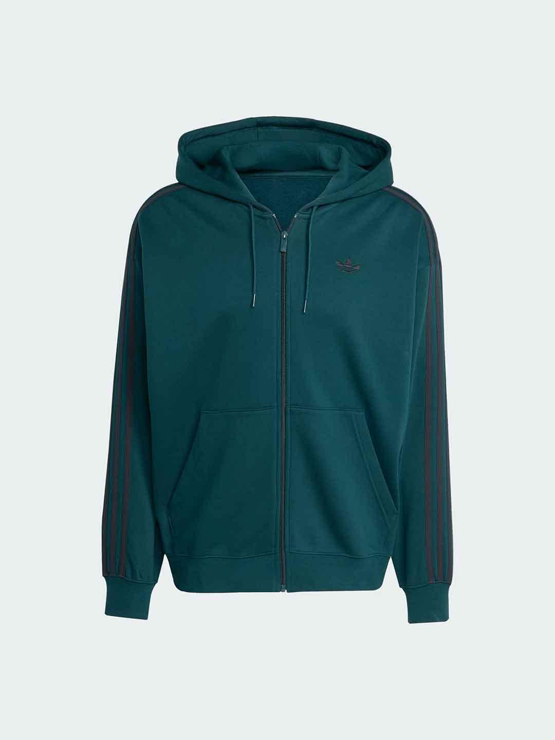 Adidas felpa verde con zip e cappuccio