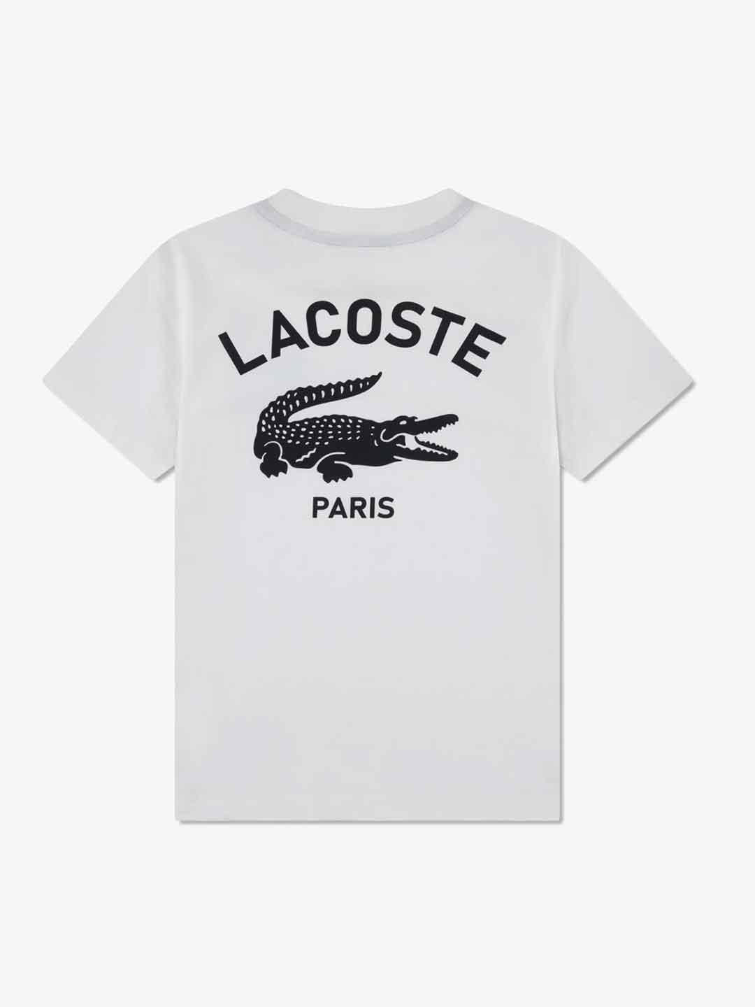 Lacoste T-shirt kids bianco con logo nero