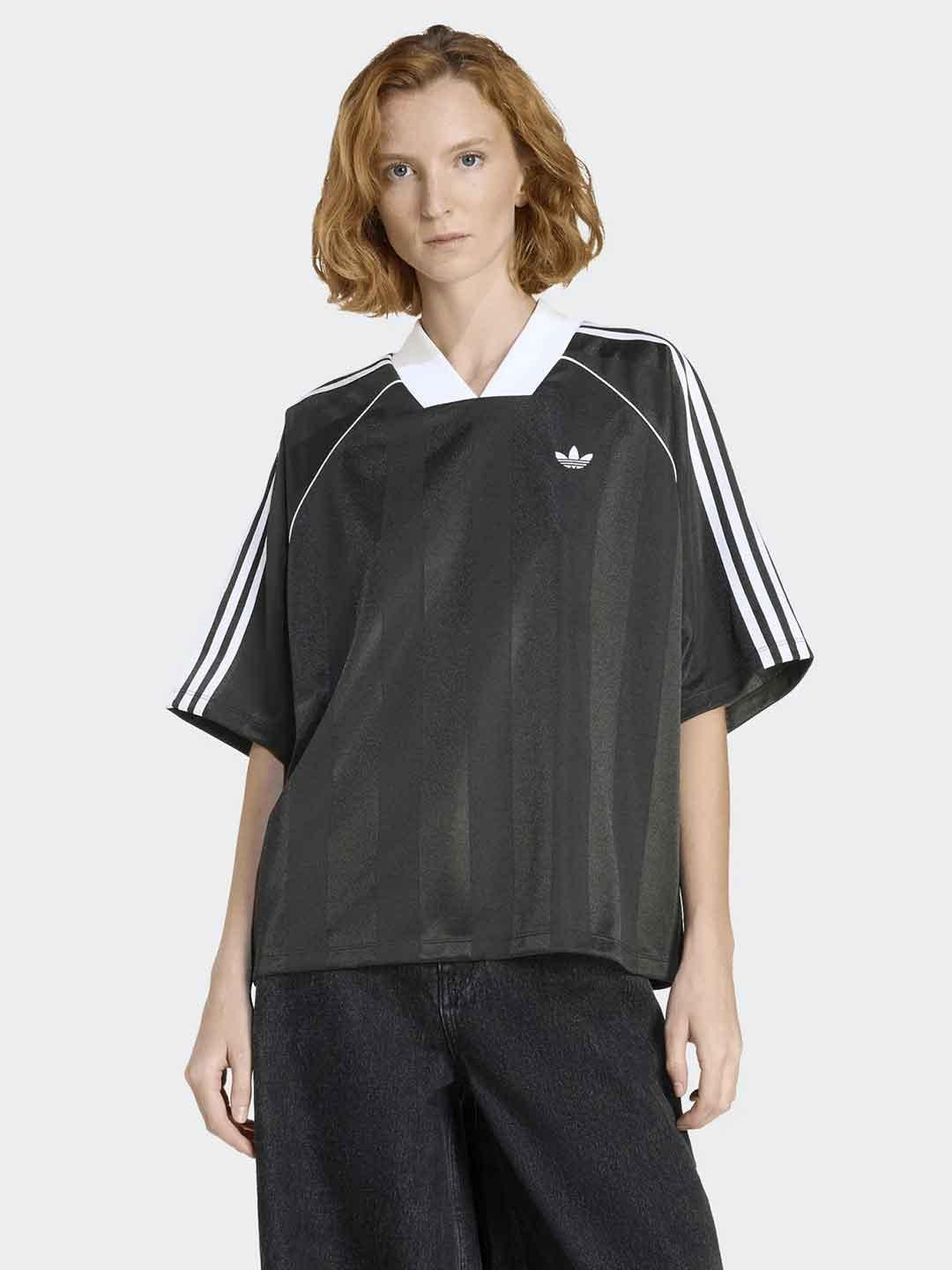 Adidas t-shirt nero collo a contrasto