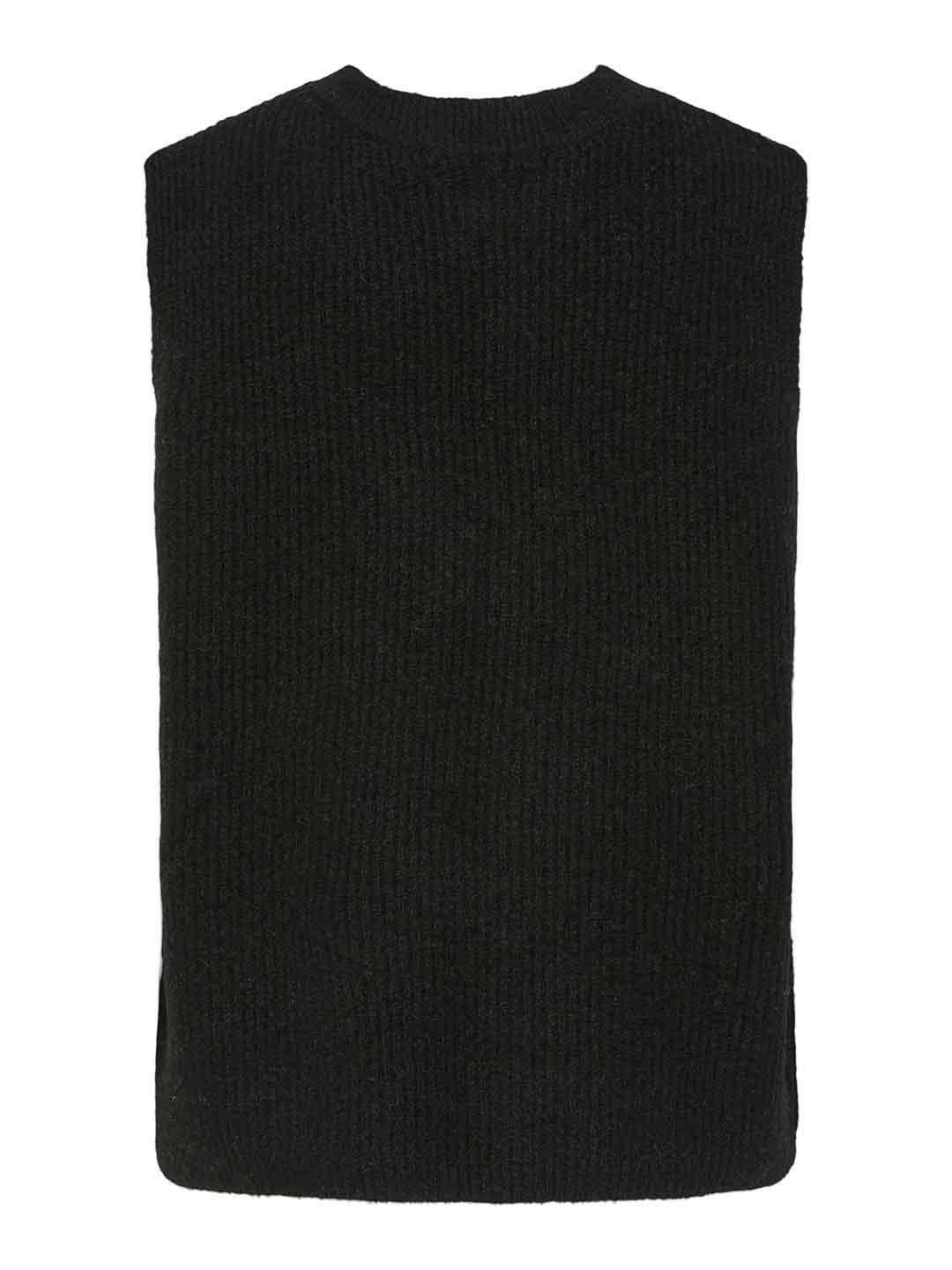 Pieces maglione nero smanicato con fiocchi