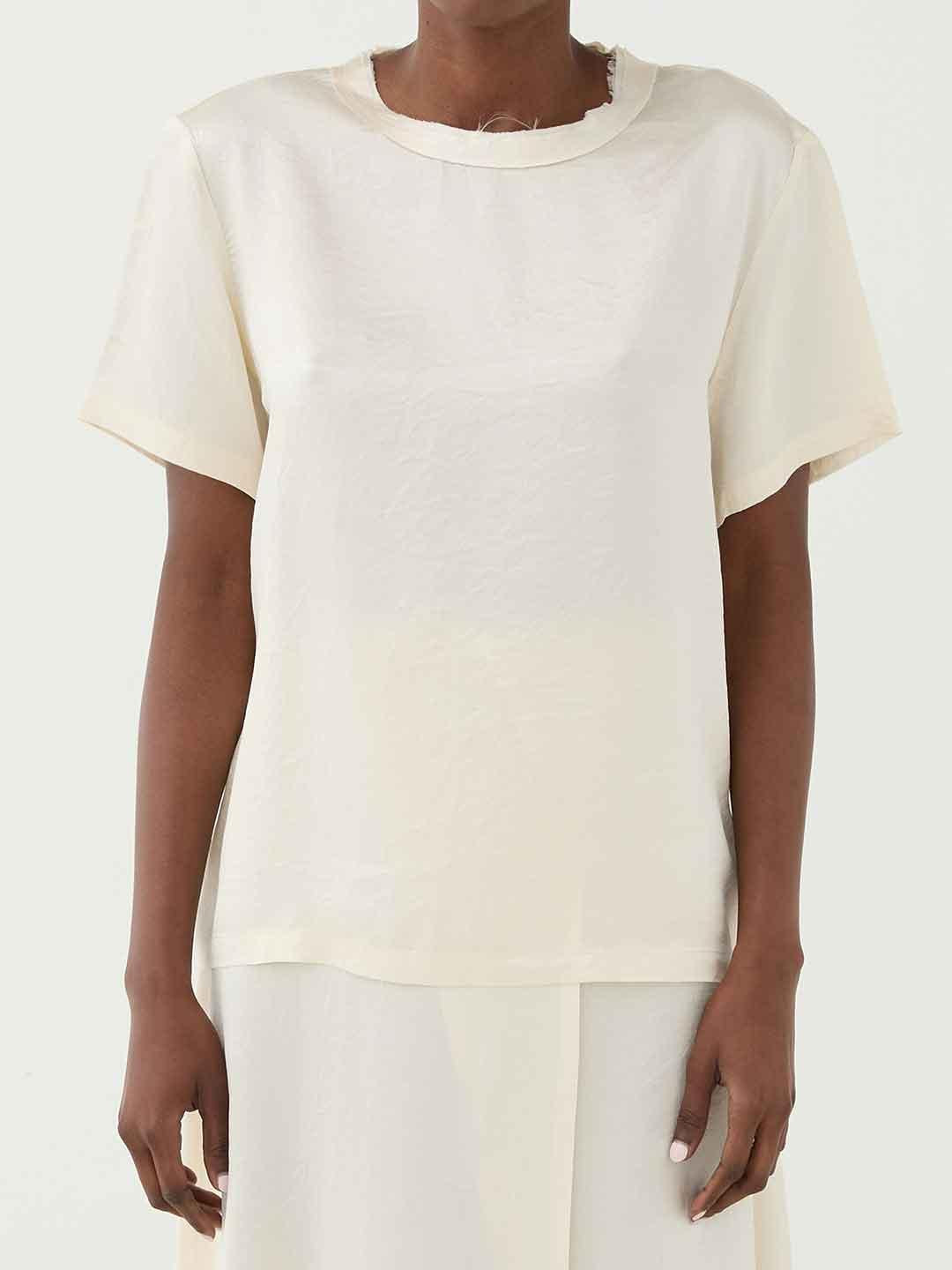 Eleh t-shirt panna in raso