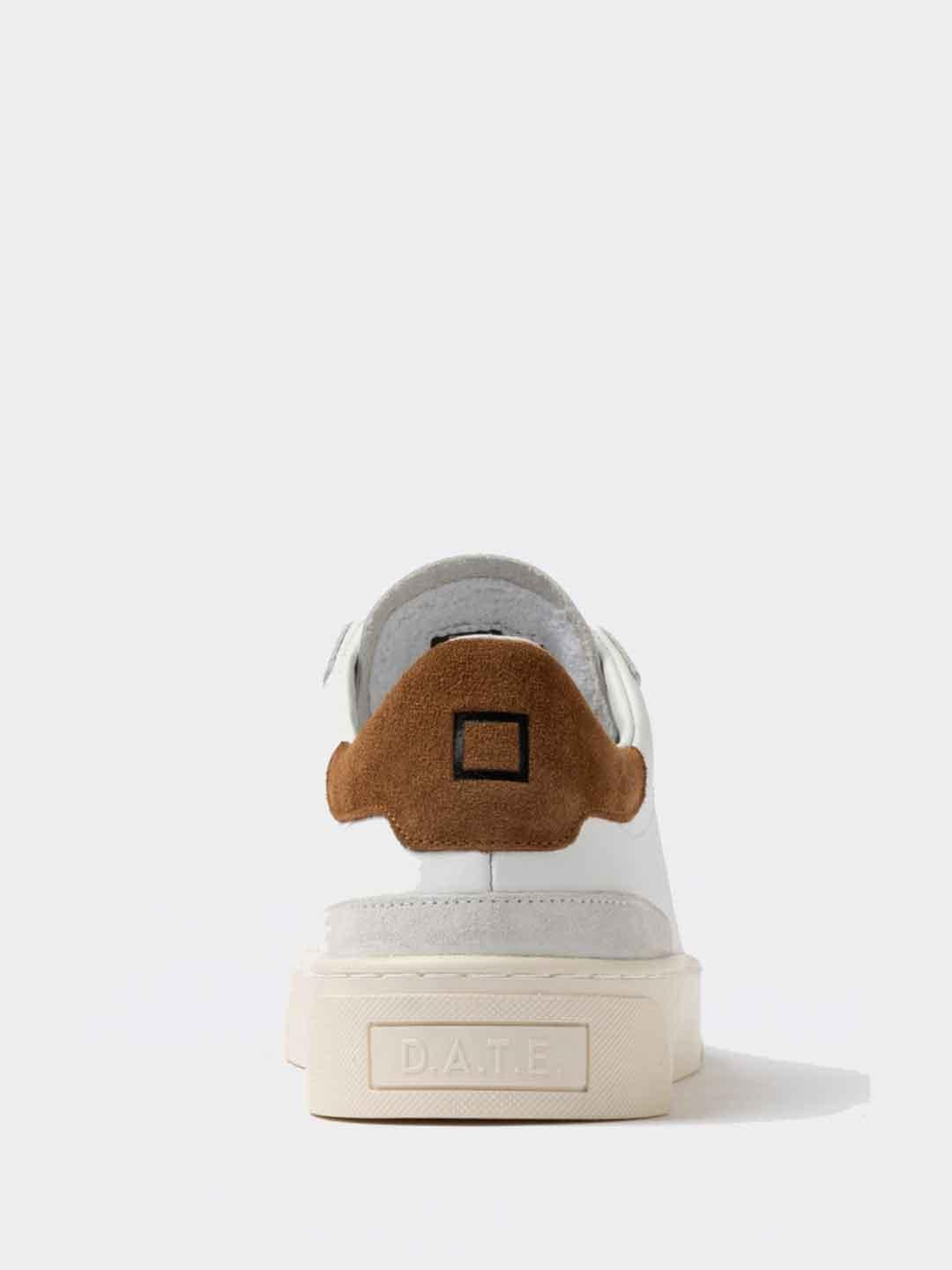 D.AT.E. Sonica Calf sneakers bianco con tab cuoio