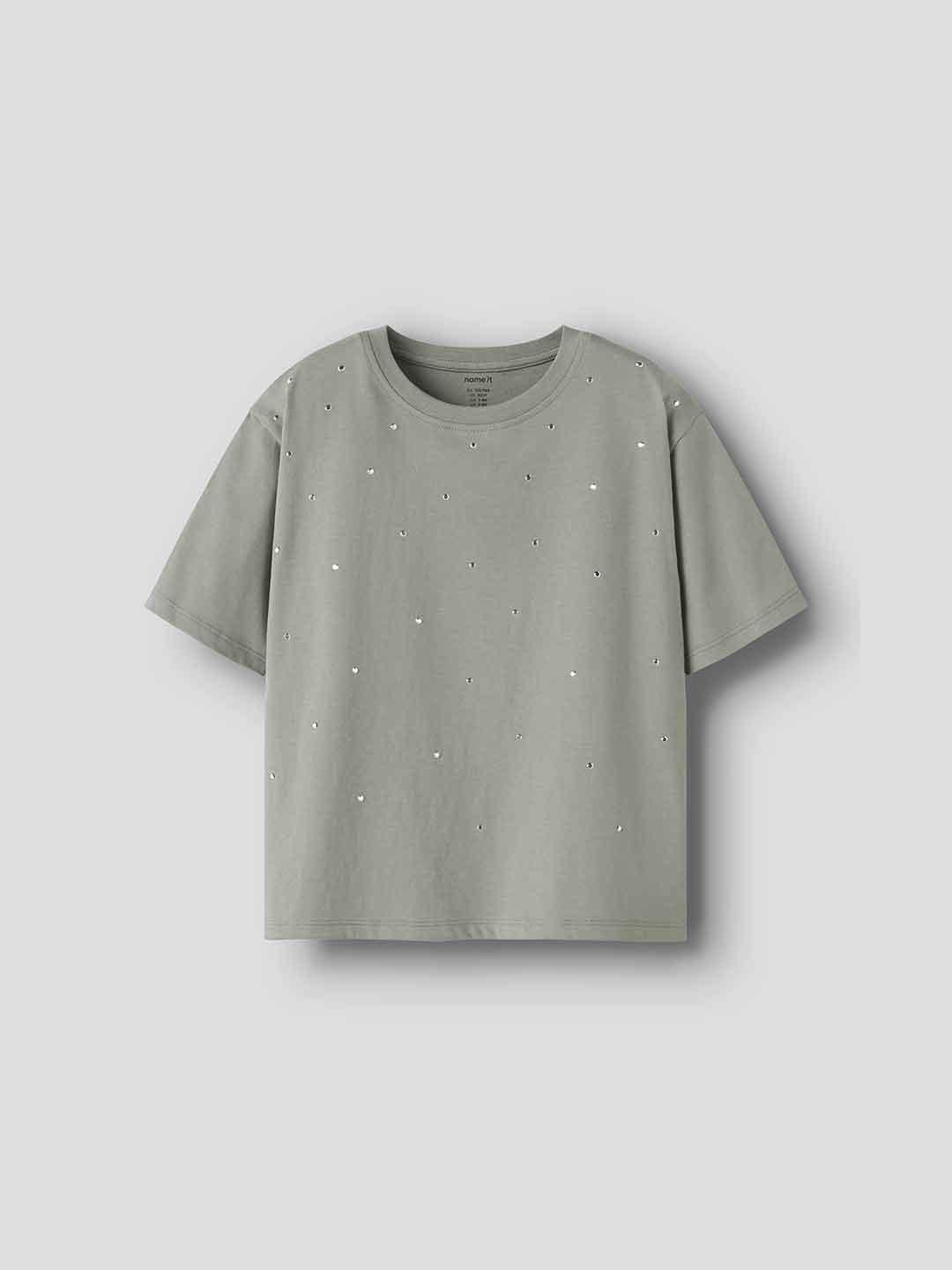 Name It t-shirt kids verde con strass