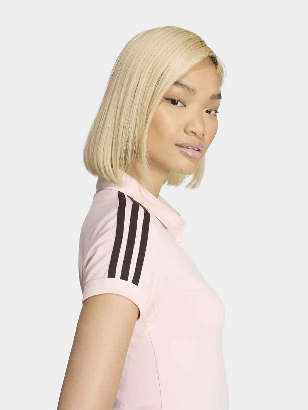 Adidas polo rosa con bande marroni