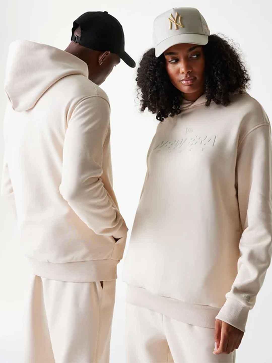 New Era felpa panna over con cappuccio