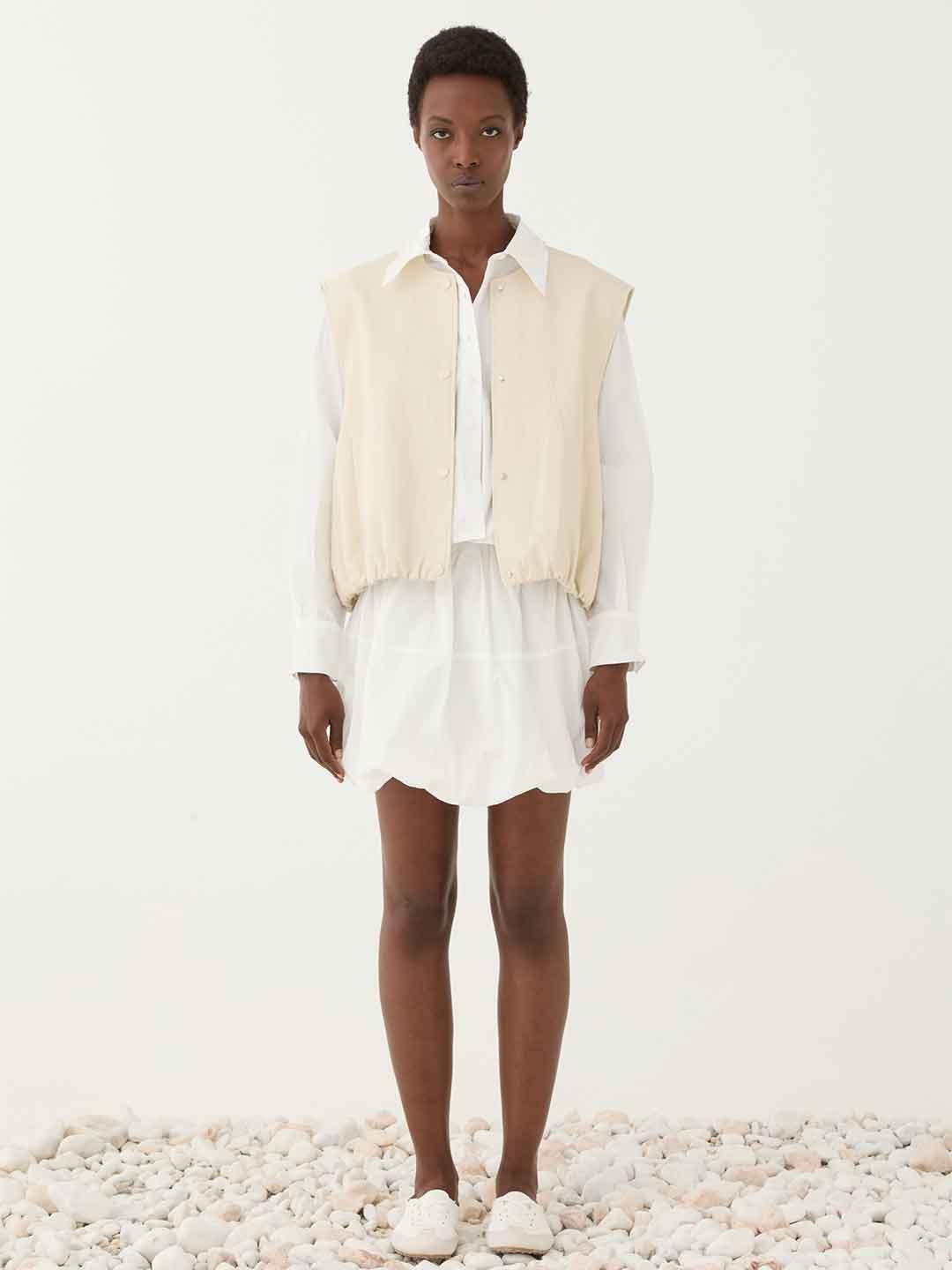 Eleh gilet panna in pelle