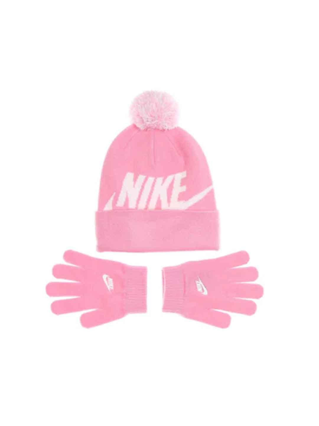 Nike cappello kids rosa set con guanti