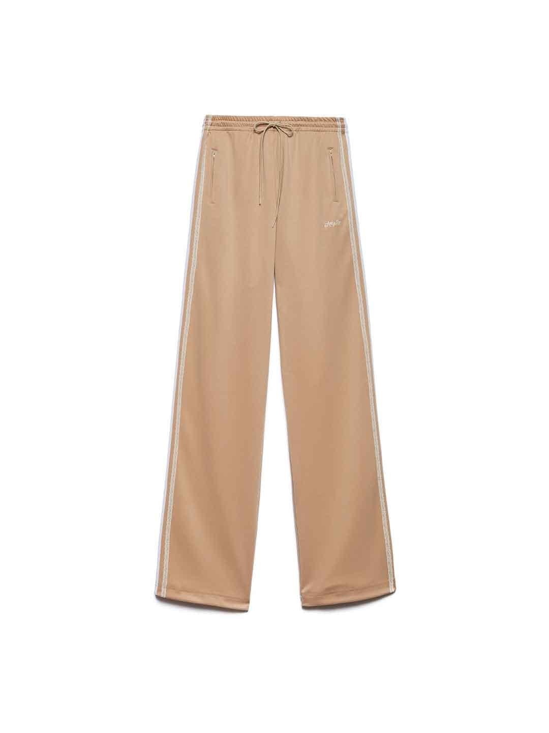 Aniye By Sandy pantalone beige con bande in pizzo