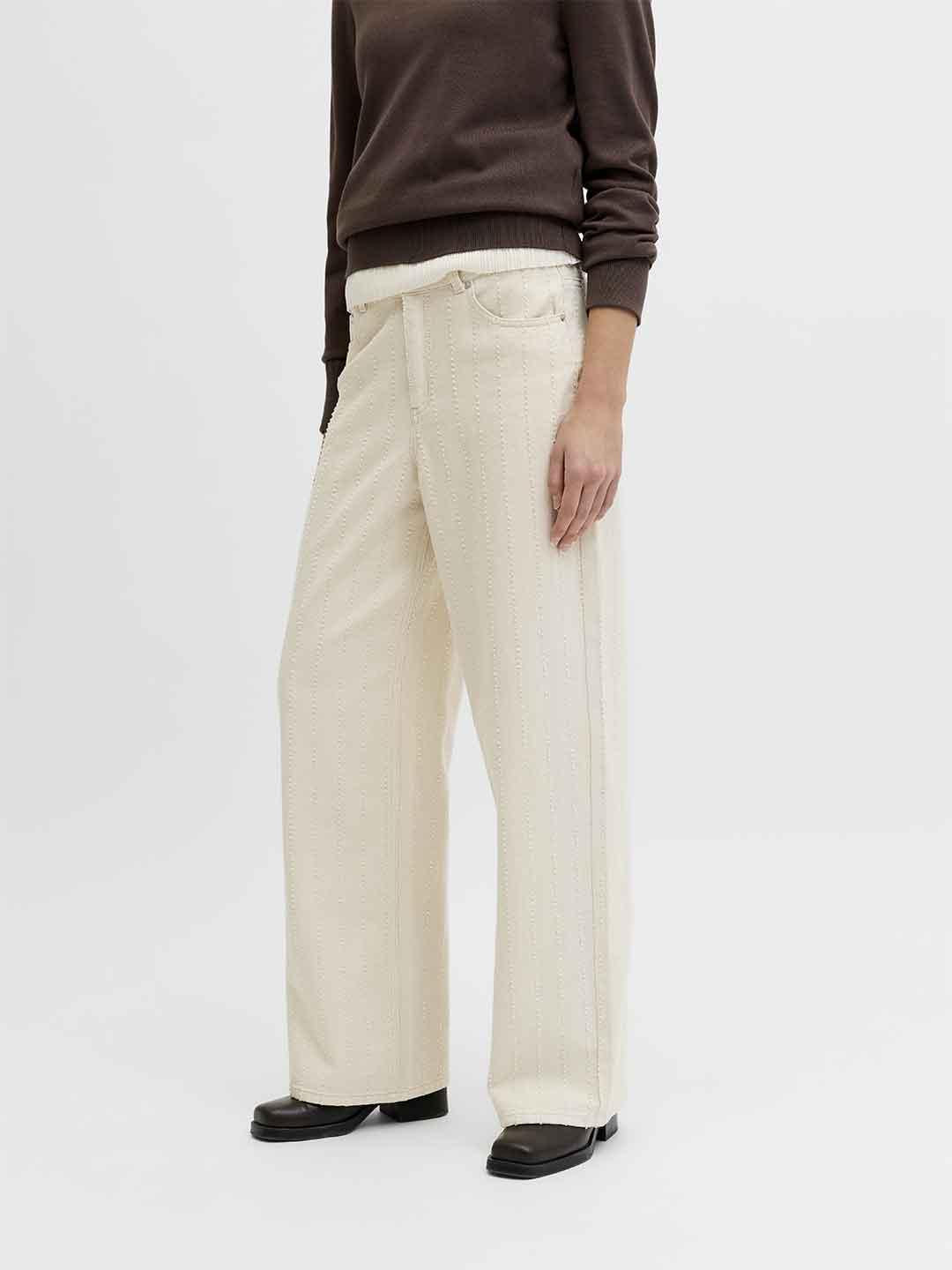 JJXX Zoe pantalone panna gamba larga