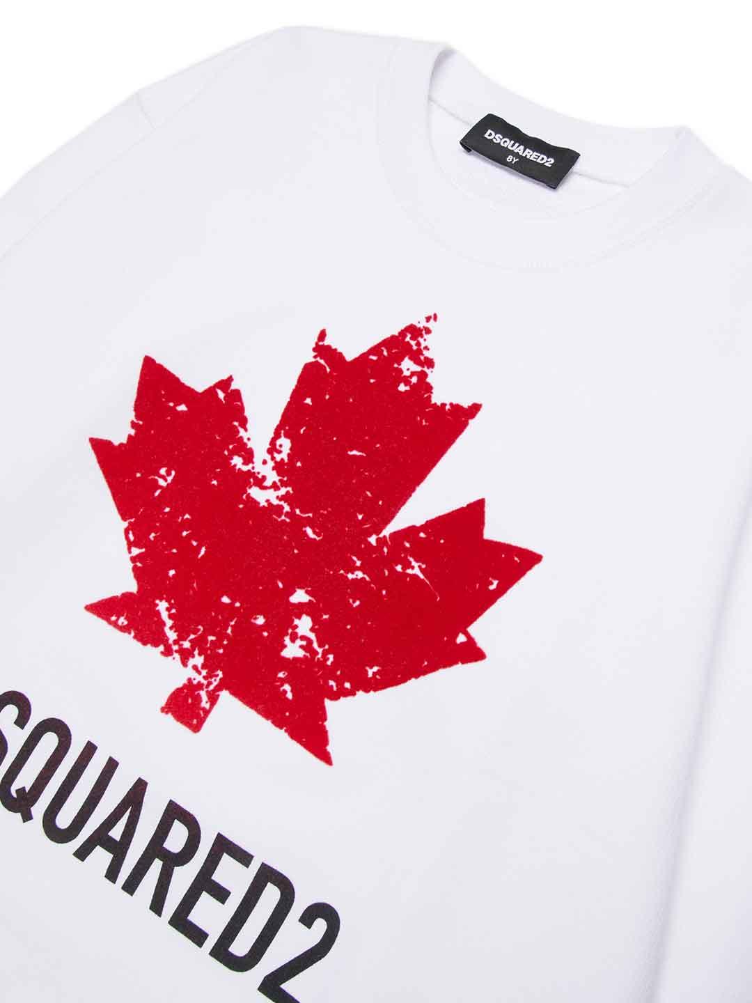 Dsquared 2 felpa kids bianco con logo rosso