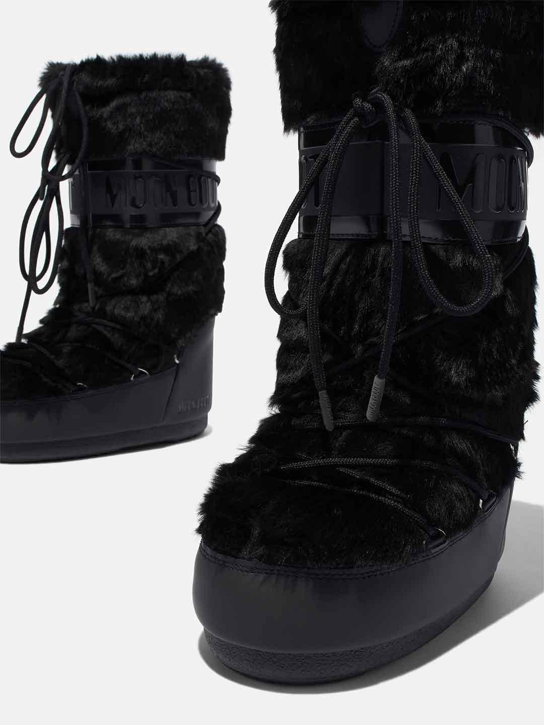 Moon Boot Icon stivale nero con pelliccia