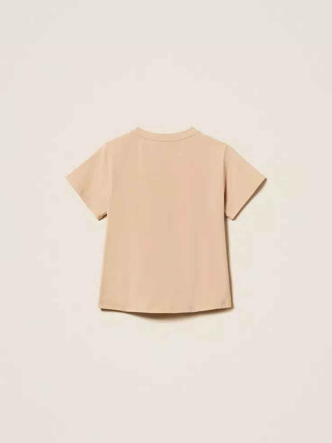 Twinset t-shirt kids beige con ricamo