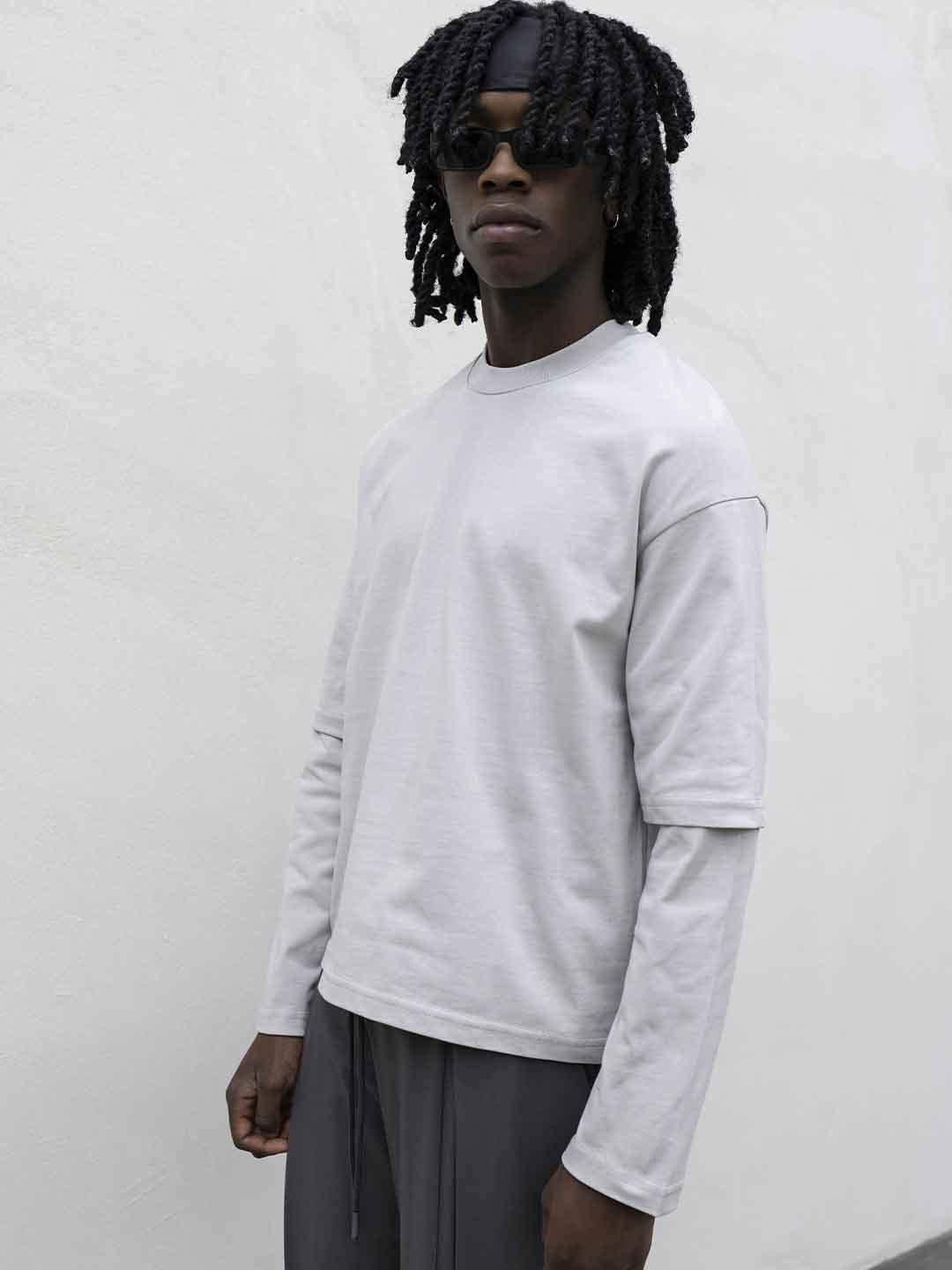 Present Day t-shirt grigio manica lunga