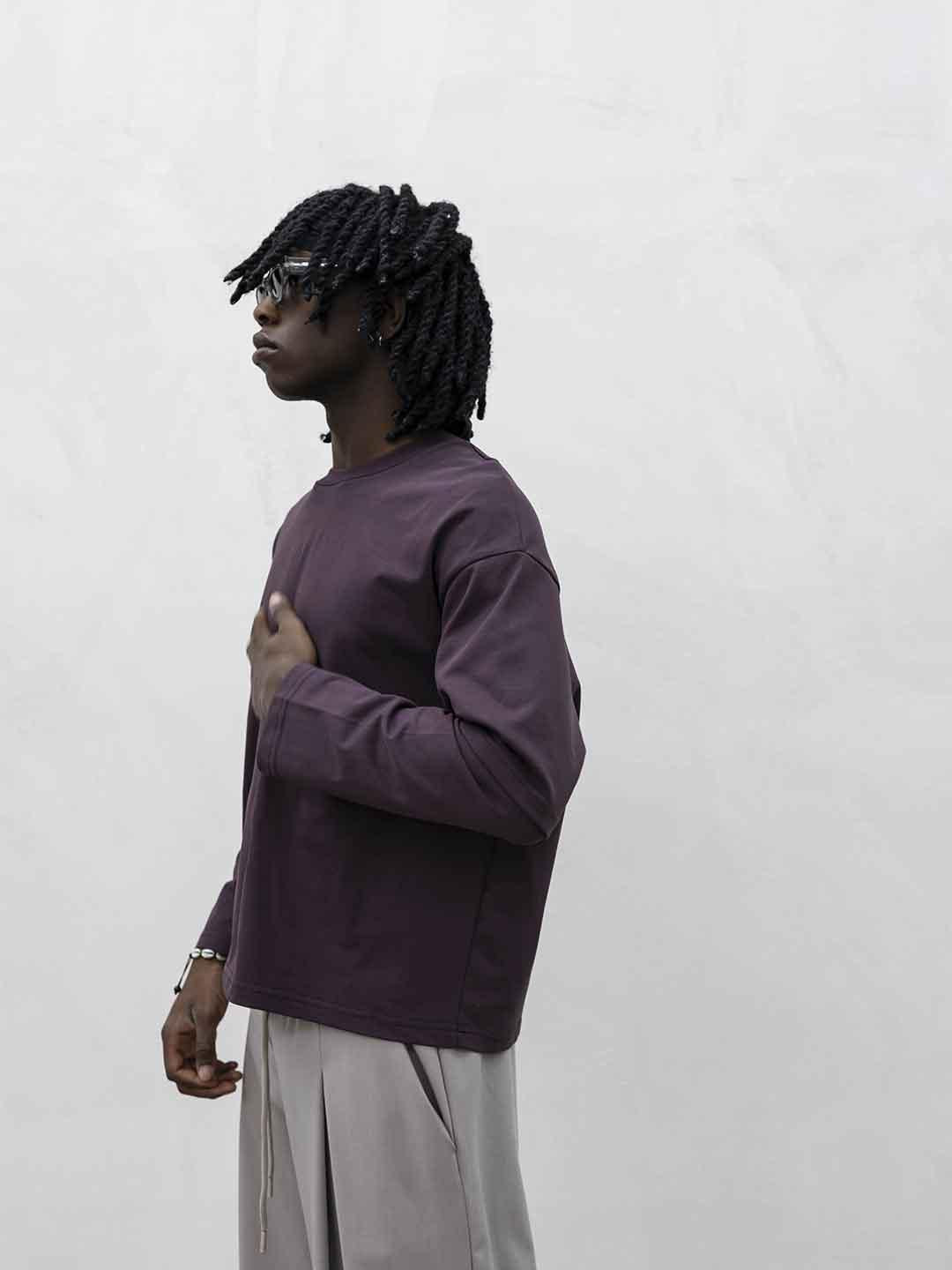 Present Day t-shirt bordeaux manica lunga