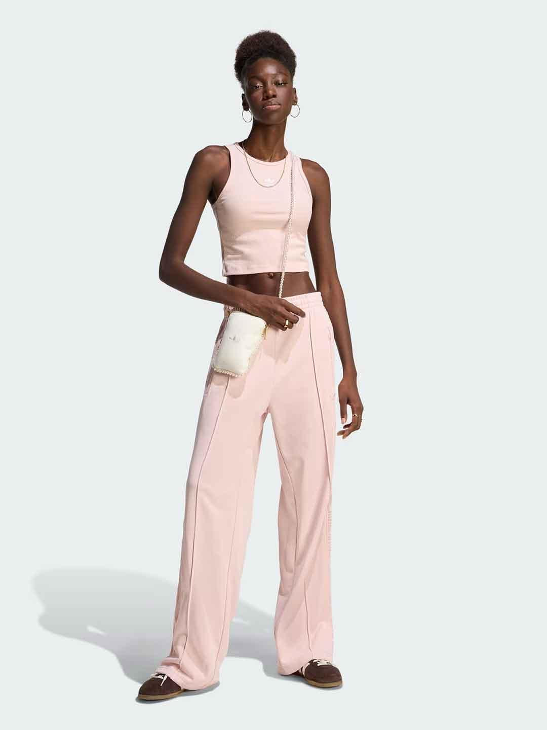 Adidas Firebird pantalone rosa con banda traforata
