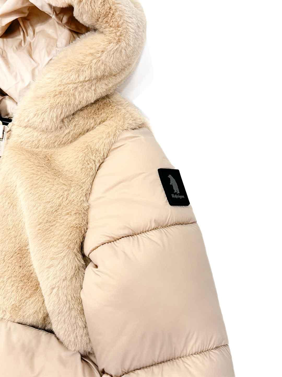 Refrigue piumino kids beige in pelliccia