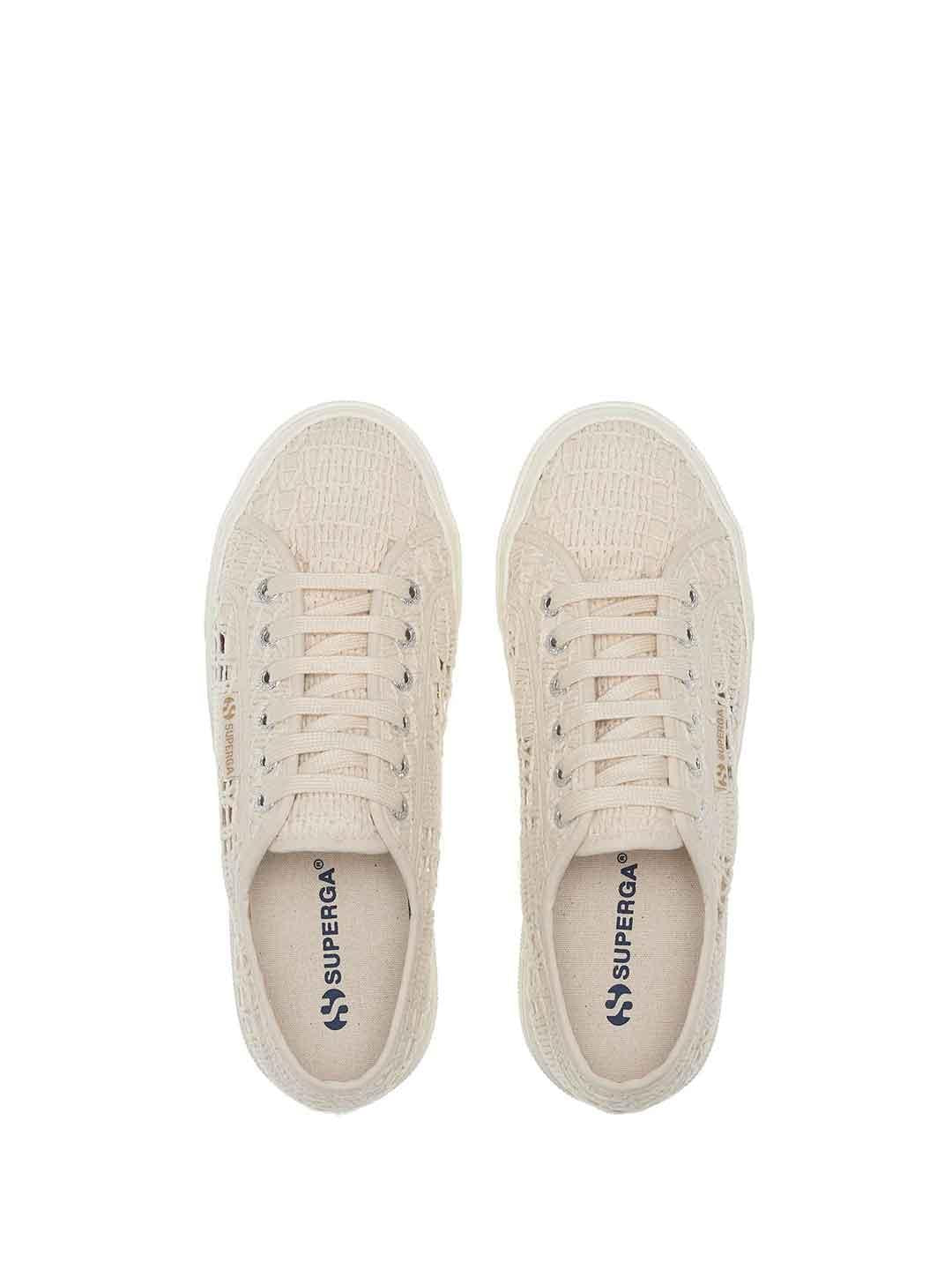 Superga sneakers panna in crochet platform