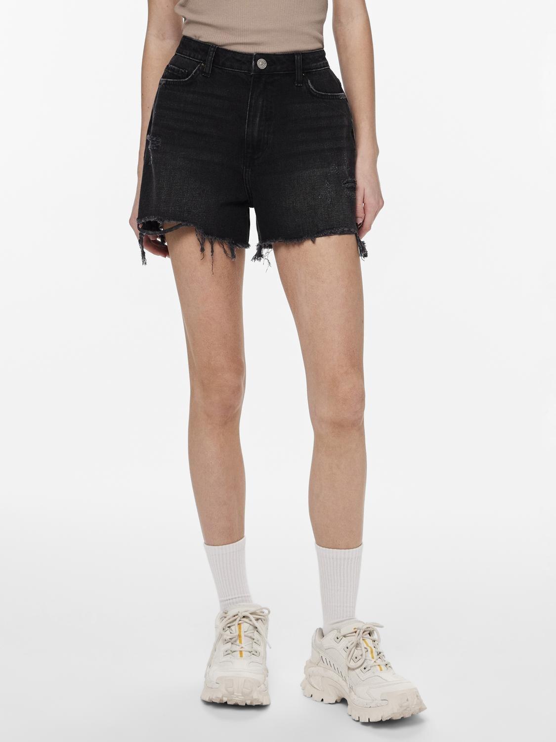 Pieces shorts nero in denim