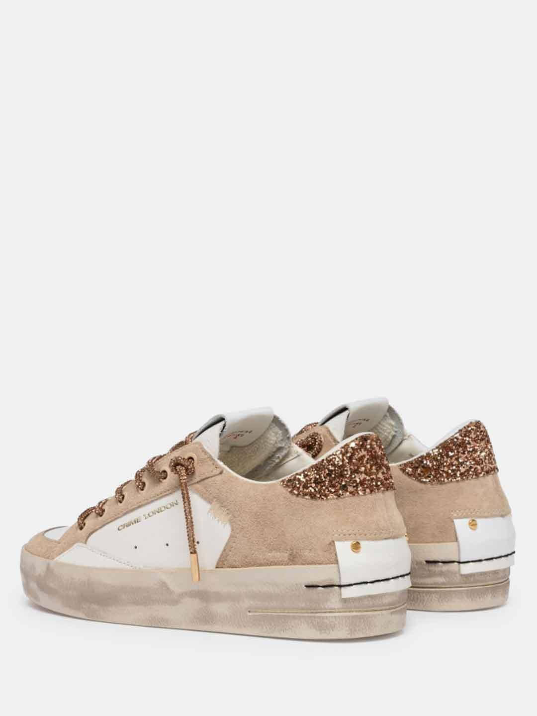 Crime Sk8 Deluxe Wedge sneakers bianco con lacci in strass