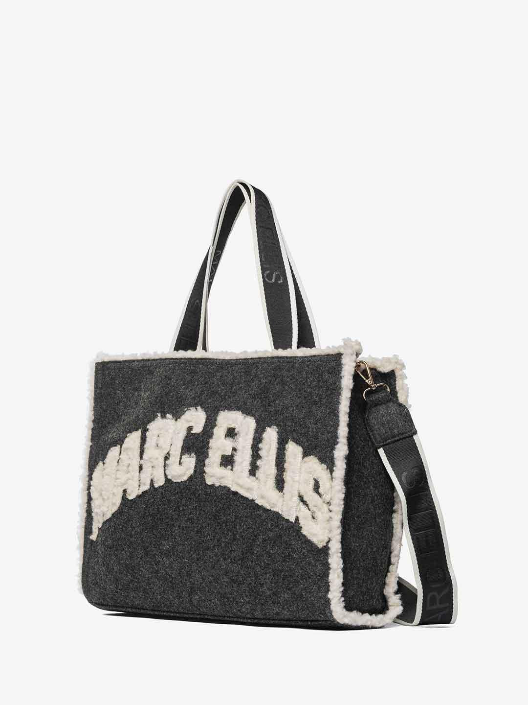 Marc Ellis Buby Cloth M borsa grigio con scritta teddy