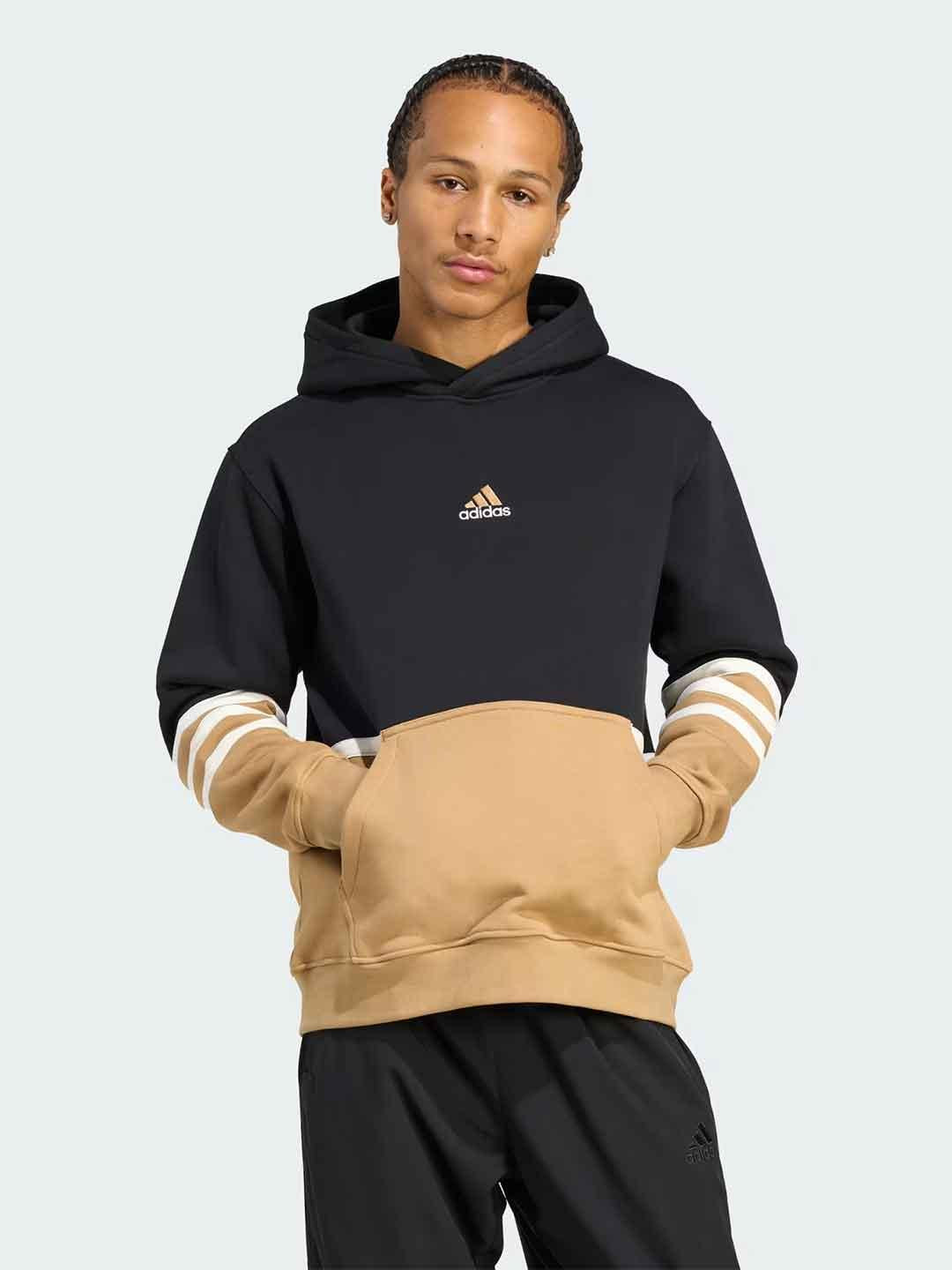 Adidas felpa nero con logo beige