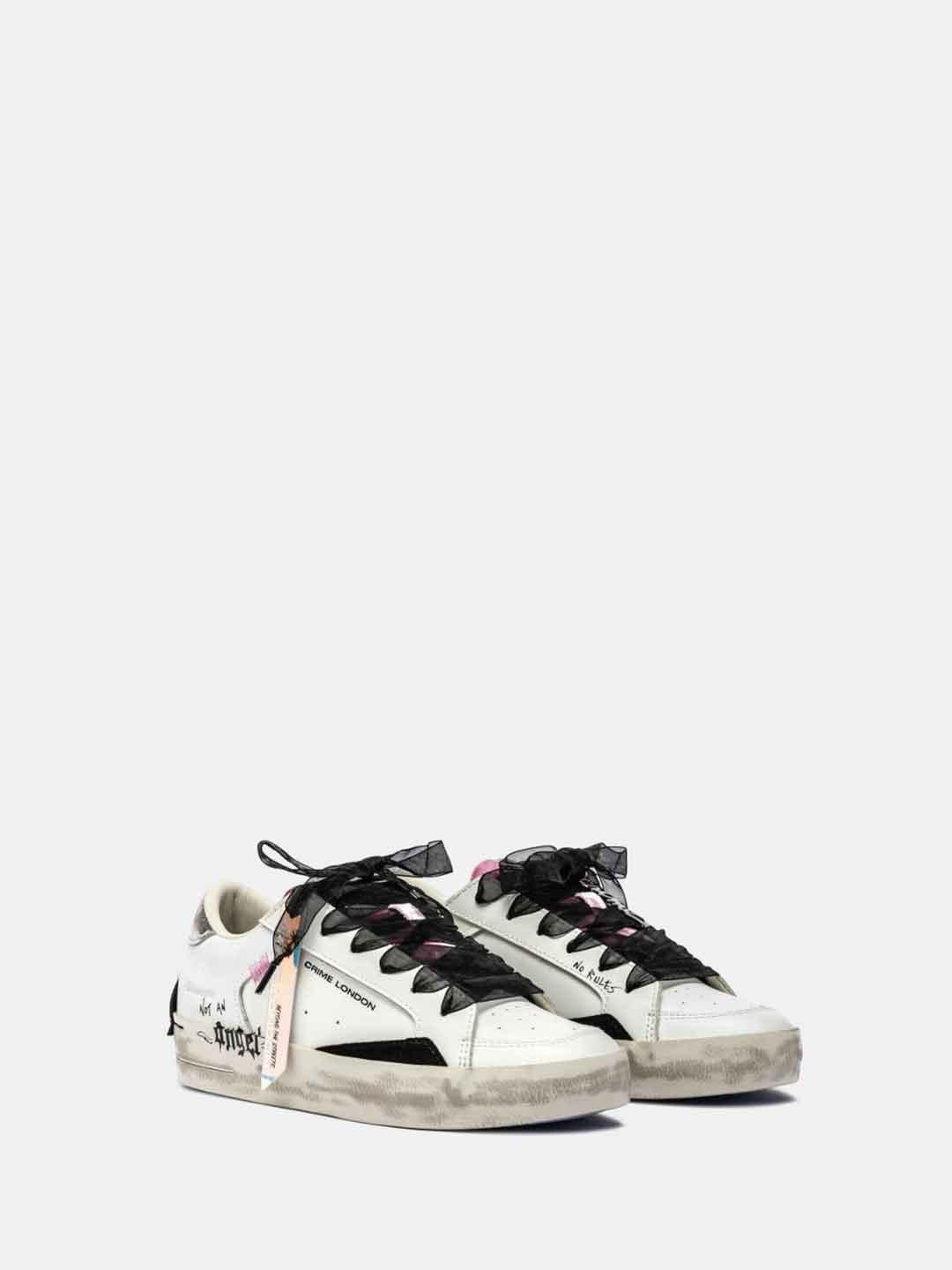 Crime Sk8 Deluxe sneakers bianco con tab argento