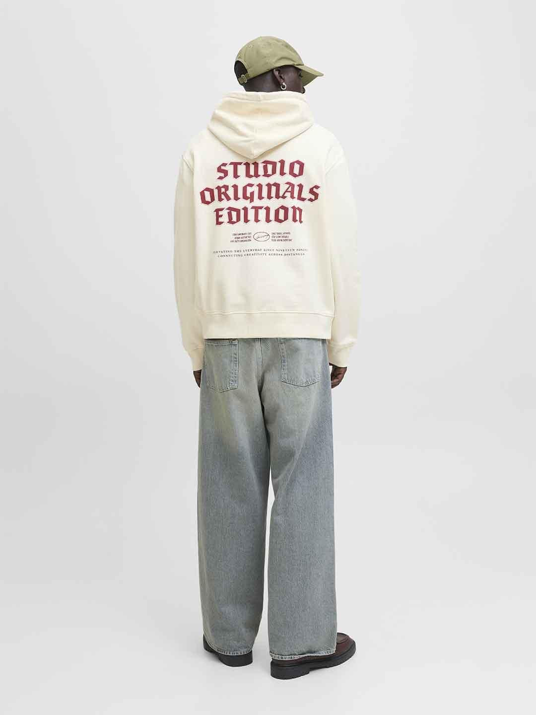 Jack & Jones felpa panna con cappuccio