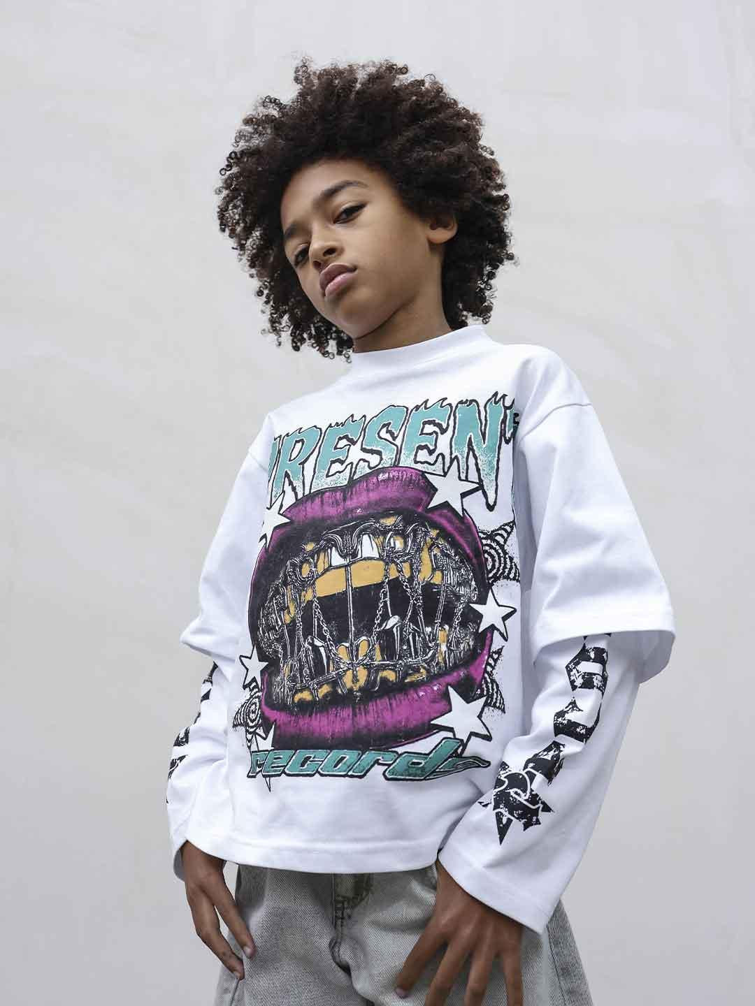 Present Day t-shirt kids bianco con stampa