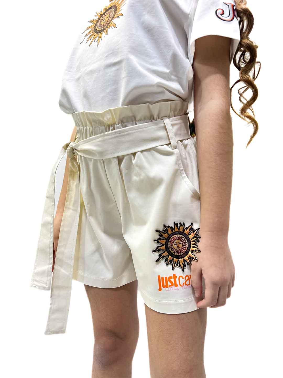 Just Cavalli shorts kids panna con patch