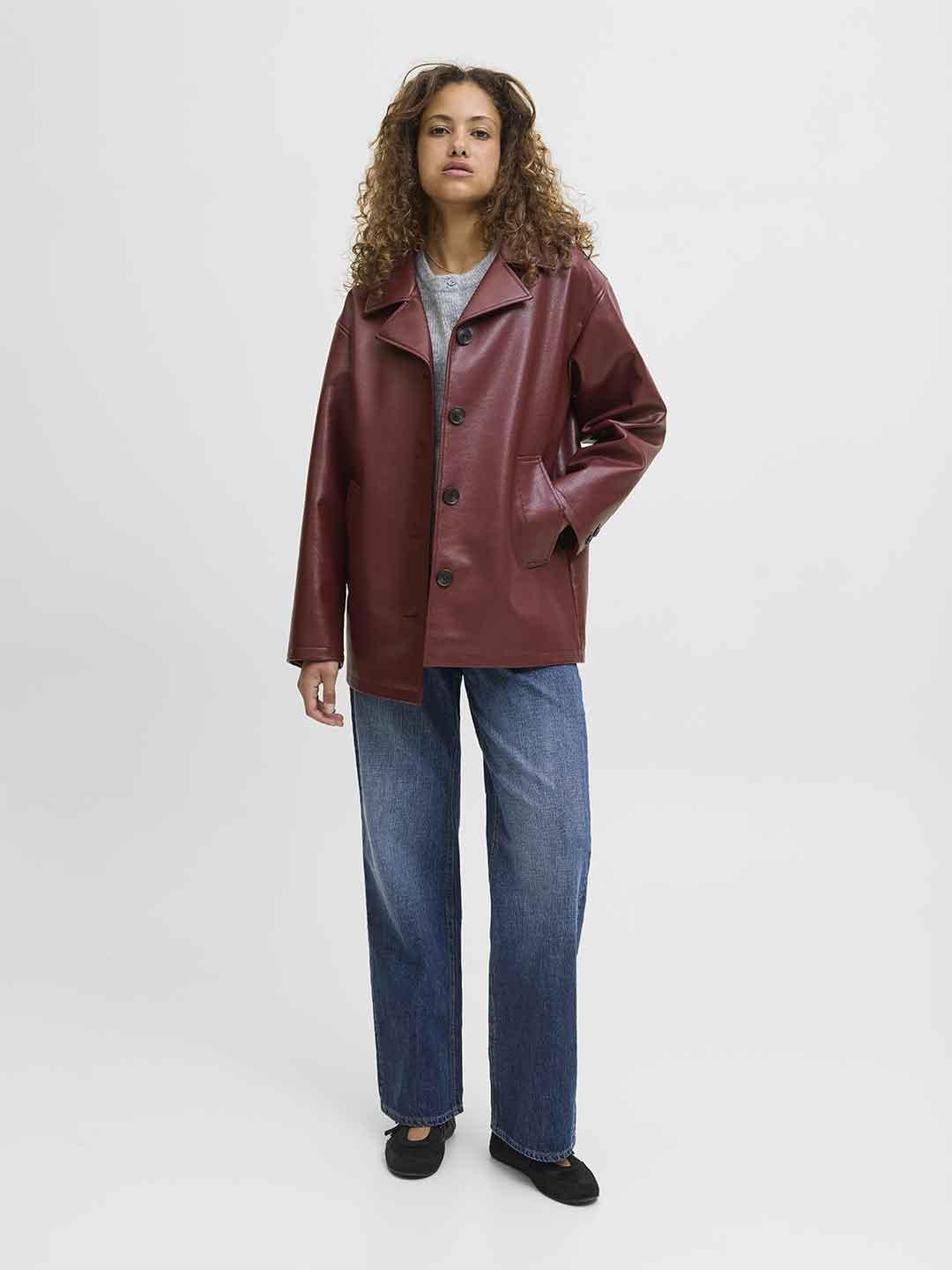 JJXX giacca bordeaux in pelle