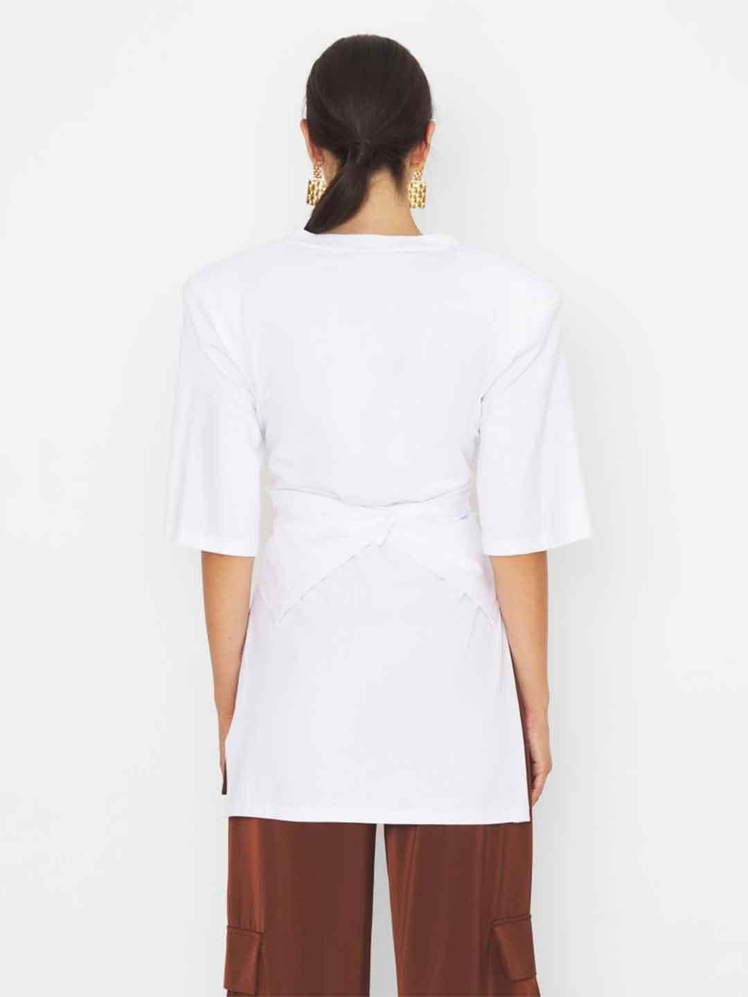 Silence Twisty t-shirt bianco con spalline