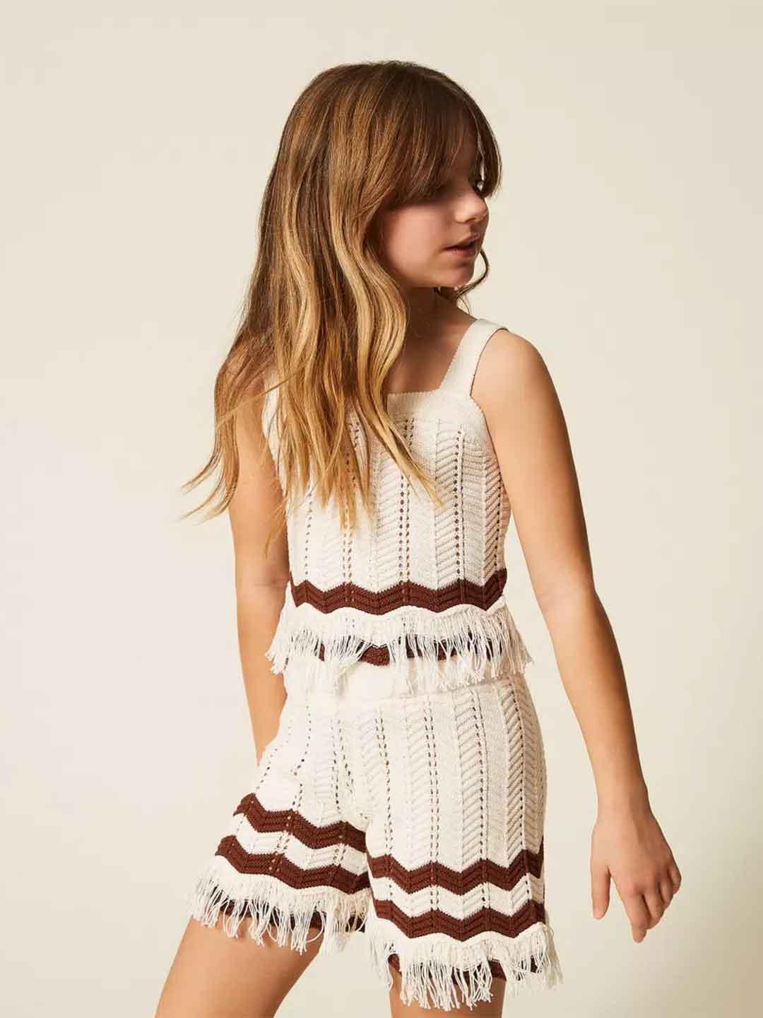 Twinset coordinato kids panna in maglia