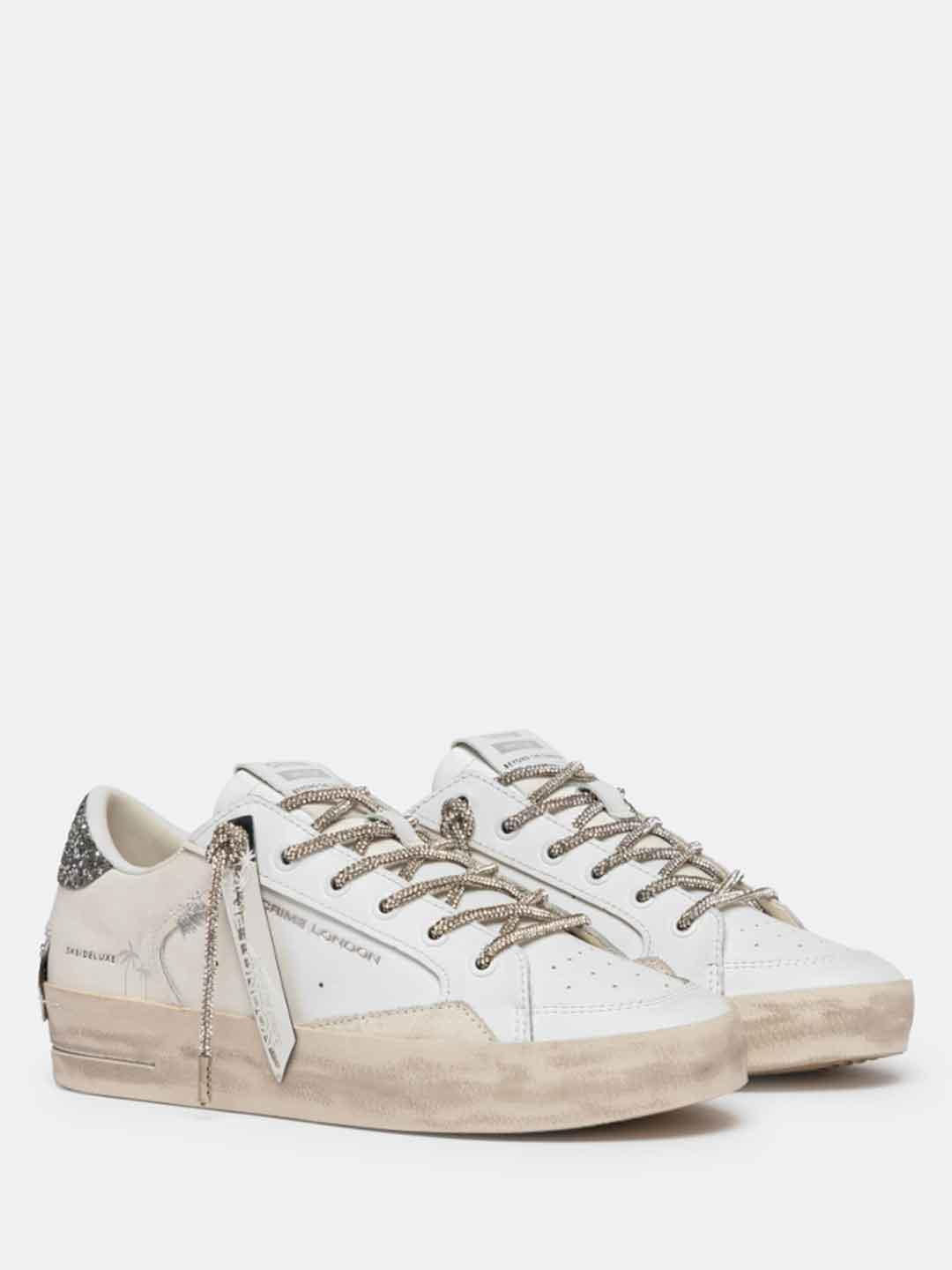 Crime Sk8 Deluxe sneakers bianco  con lacci in strass
