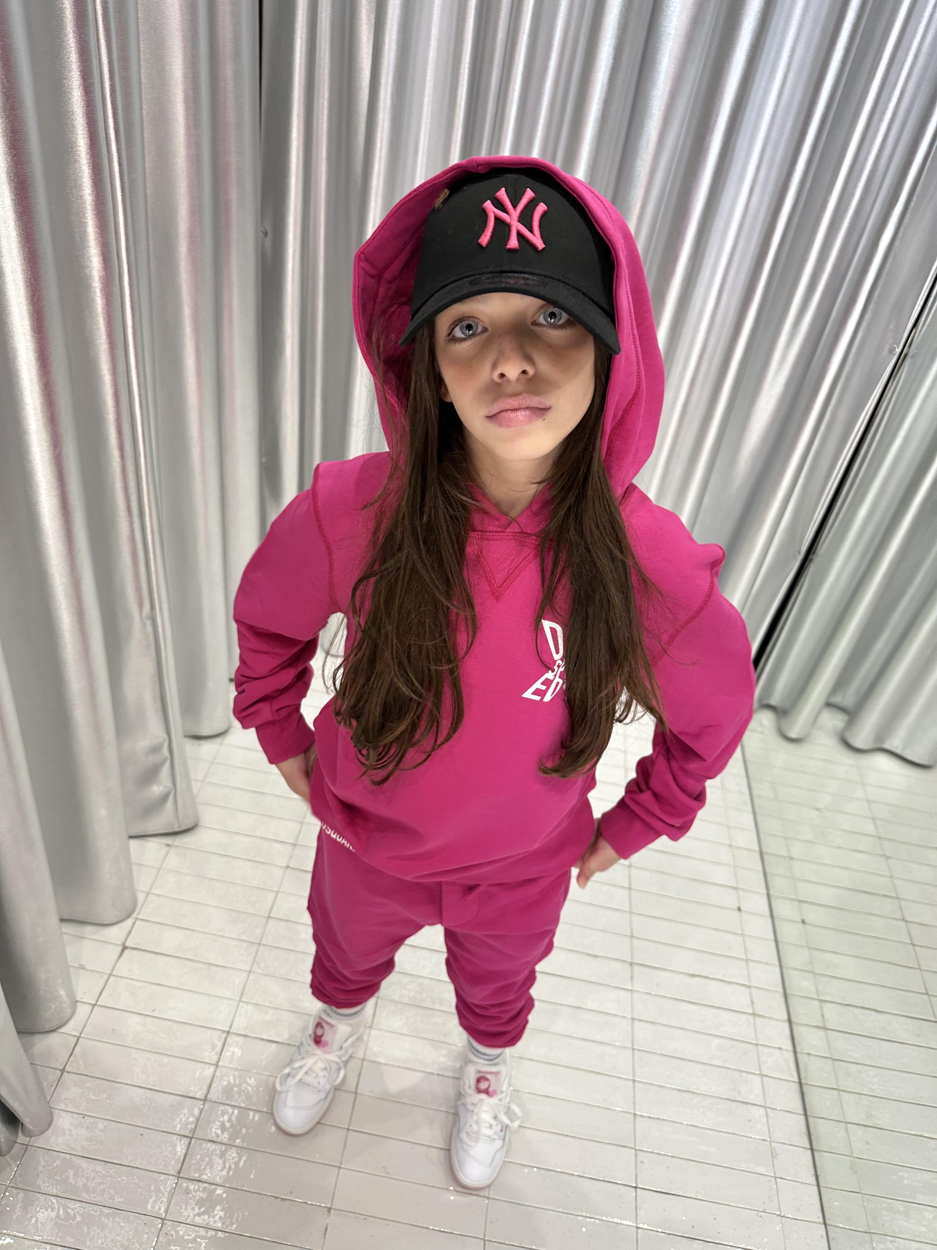 Dsquared 2 felpa kids fucsia con cappuccio
