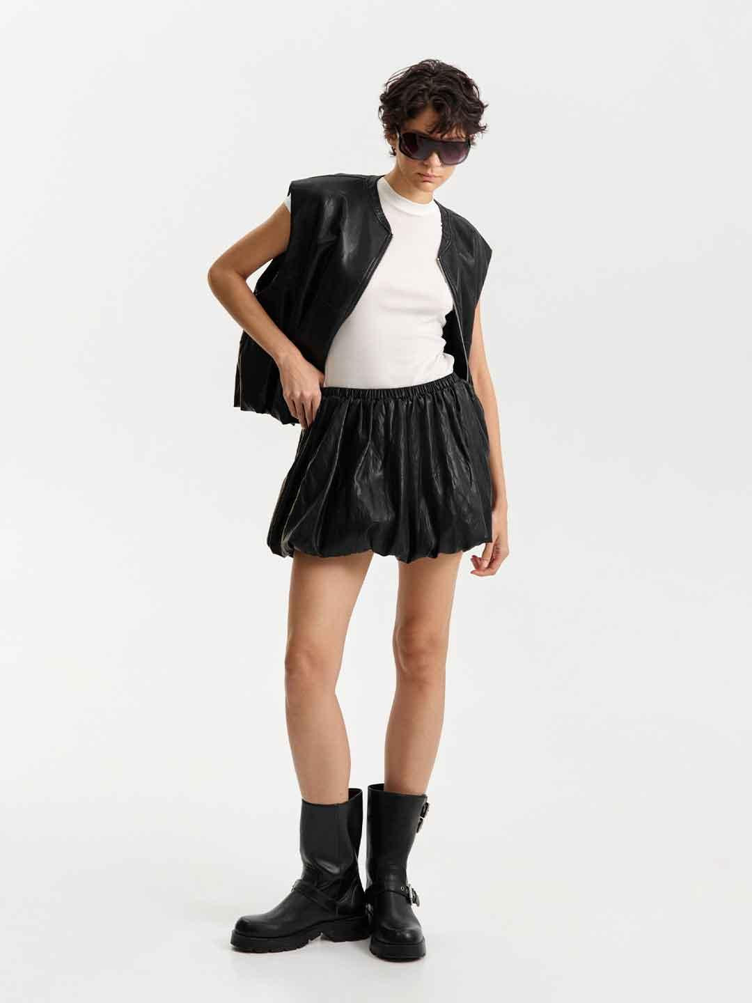 Eleh gonna nero mini in pelle