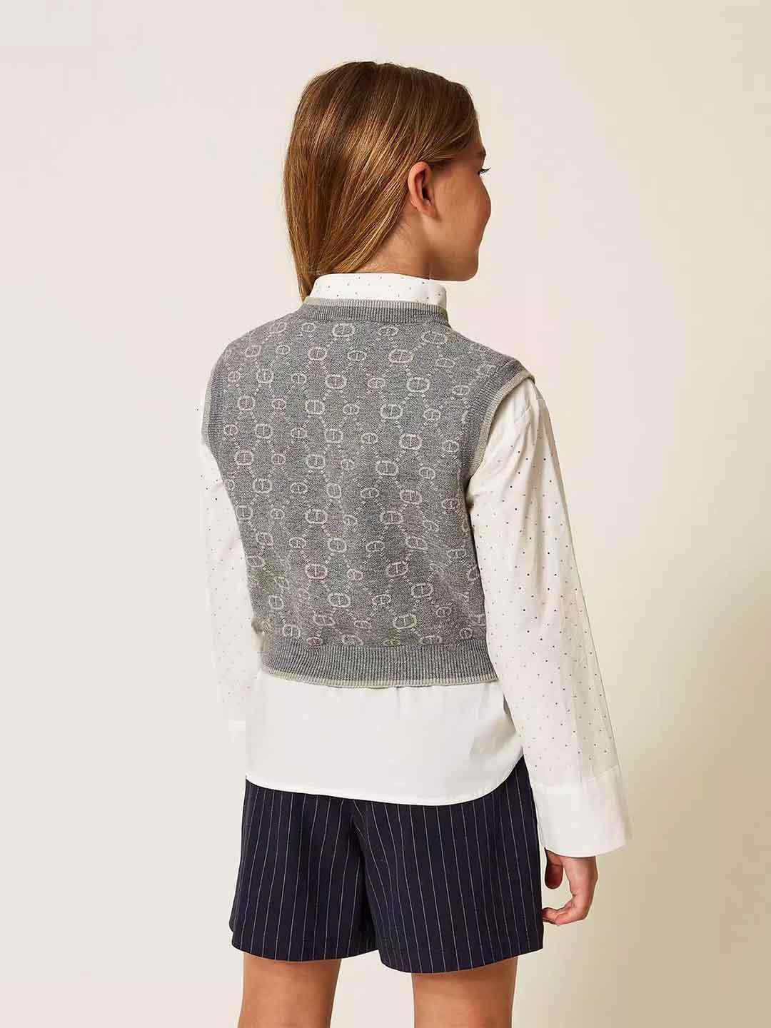 Twinset gilet kids grigio in lana