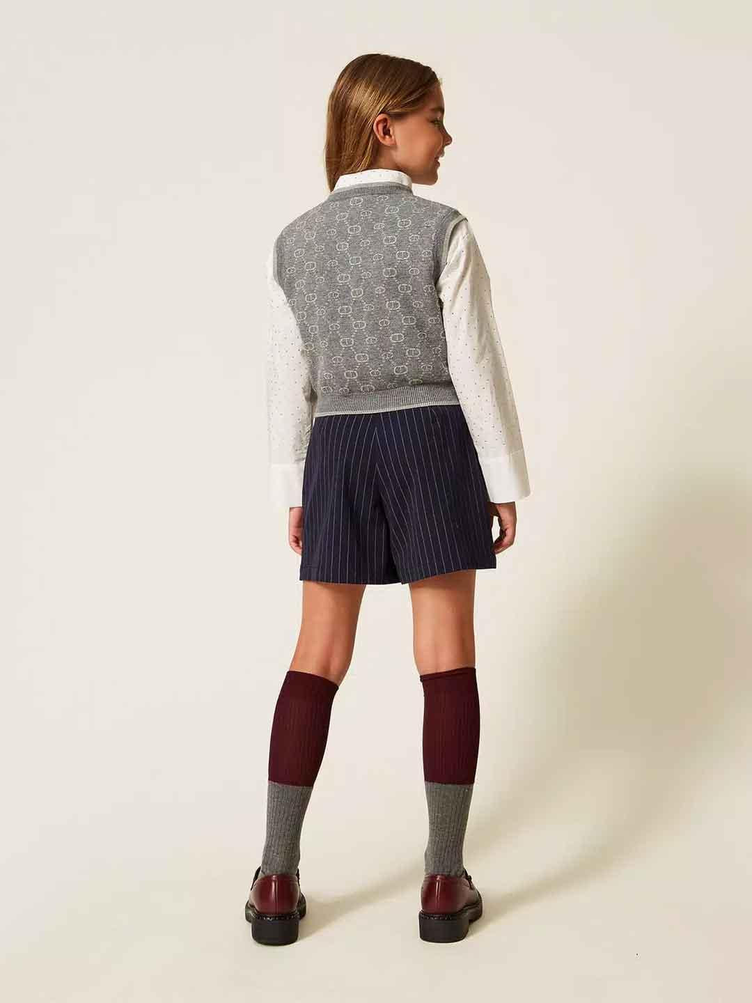 Twinset shorts kids blu gessato