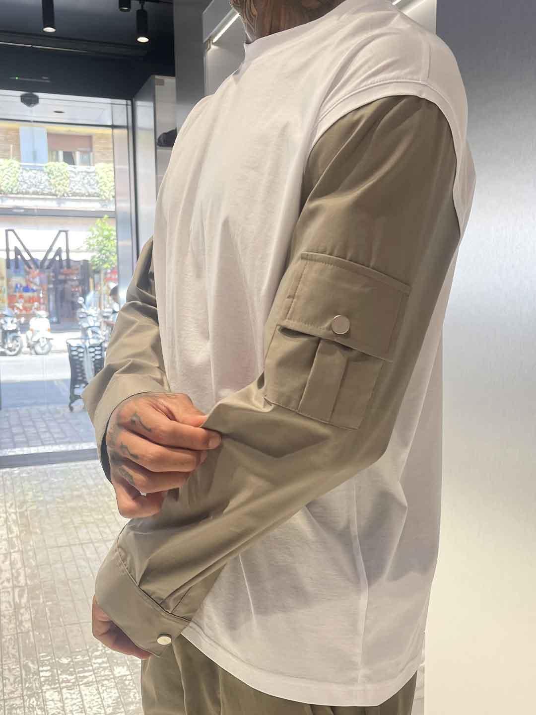 Pret A Porter t-shirt verde manica in contrasto