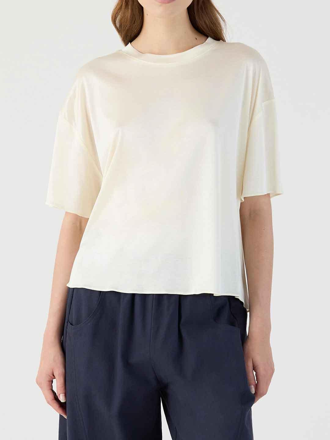 Eleh t-shirt panna in raso