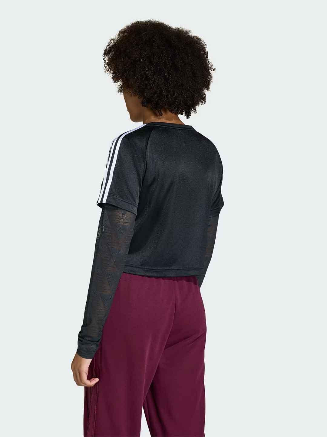 Adidas t-shirt nero maniche in pizzo