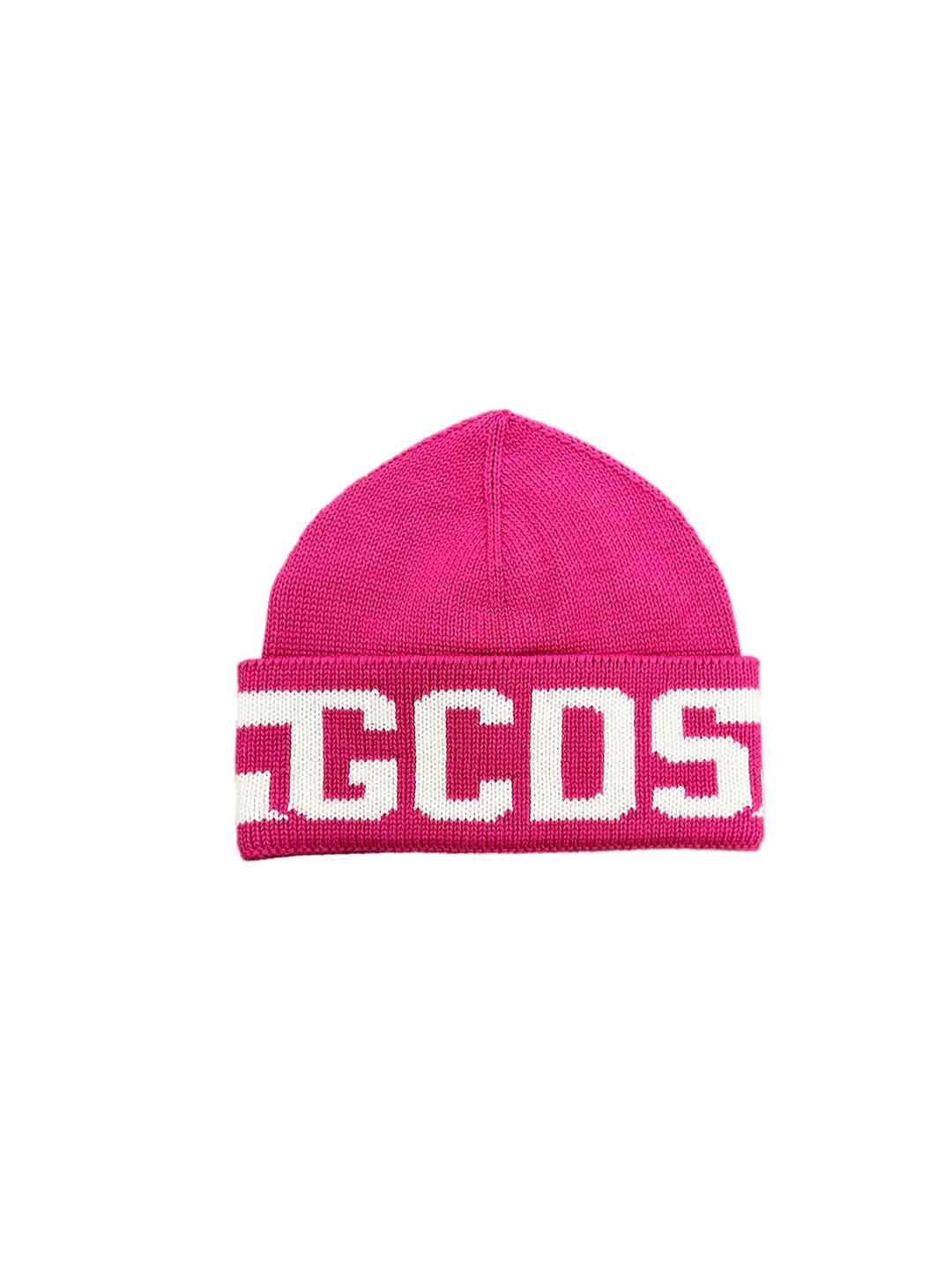 GCDS cappello kids rosa in lana