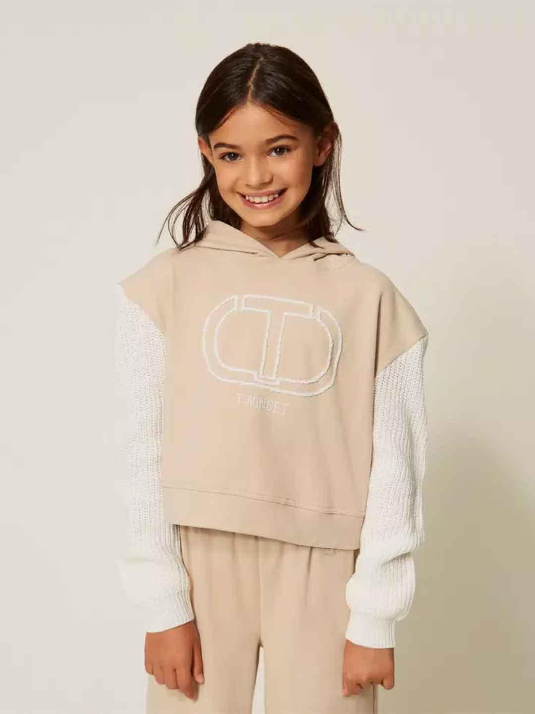 Twinset felpa kids beige con cappuccio