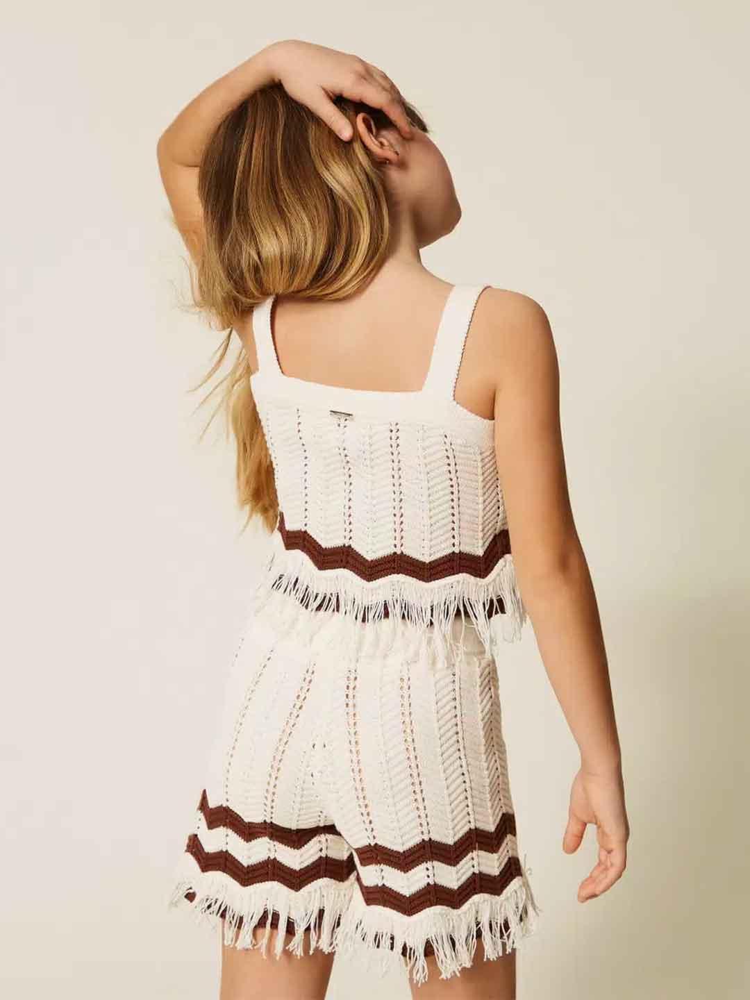 Twinset coordinato kids panna in maglia