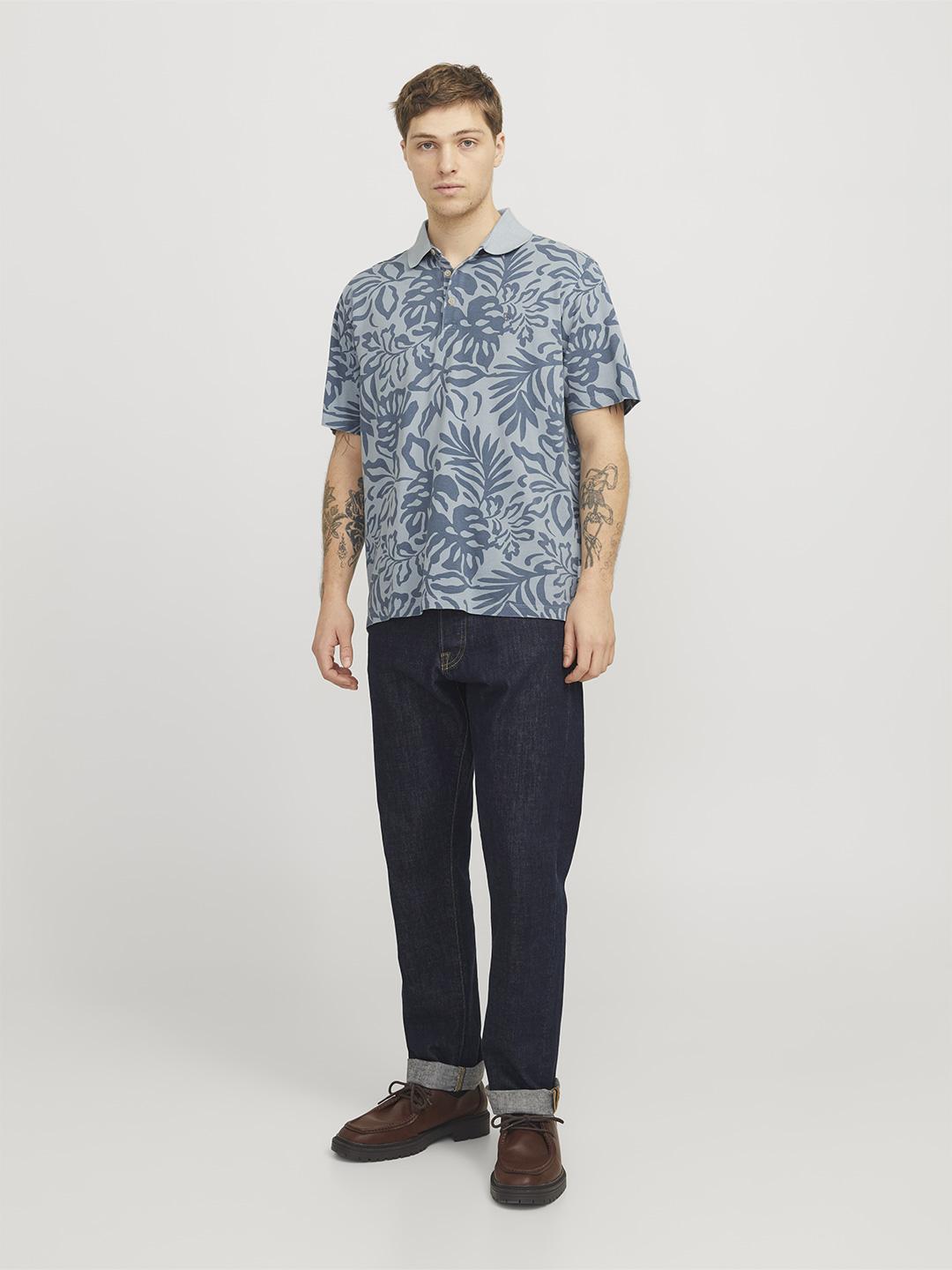 Jack & Jones polo azzurro a fantasia