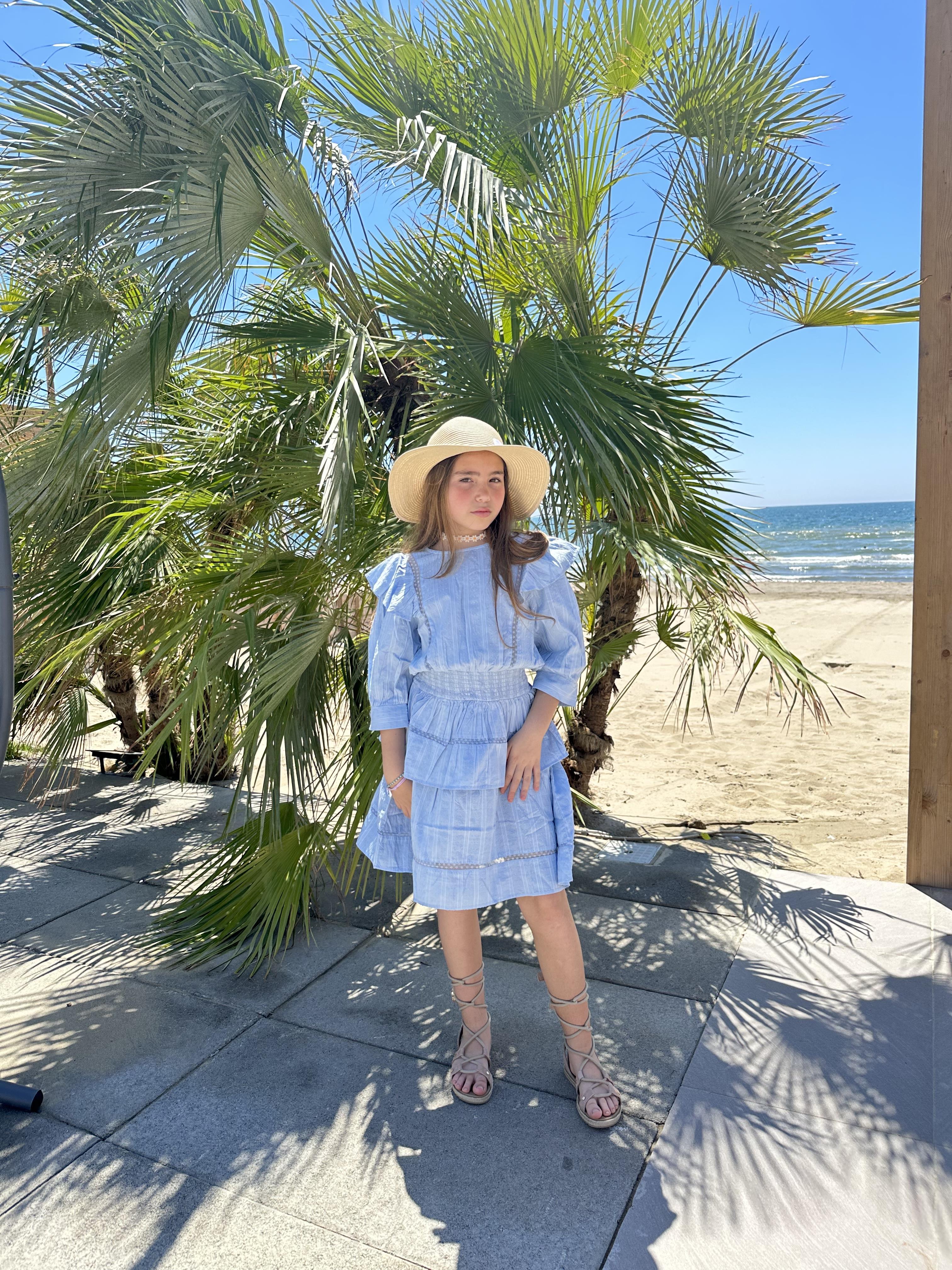 Name It abito kids celeste con volant sulle spalle