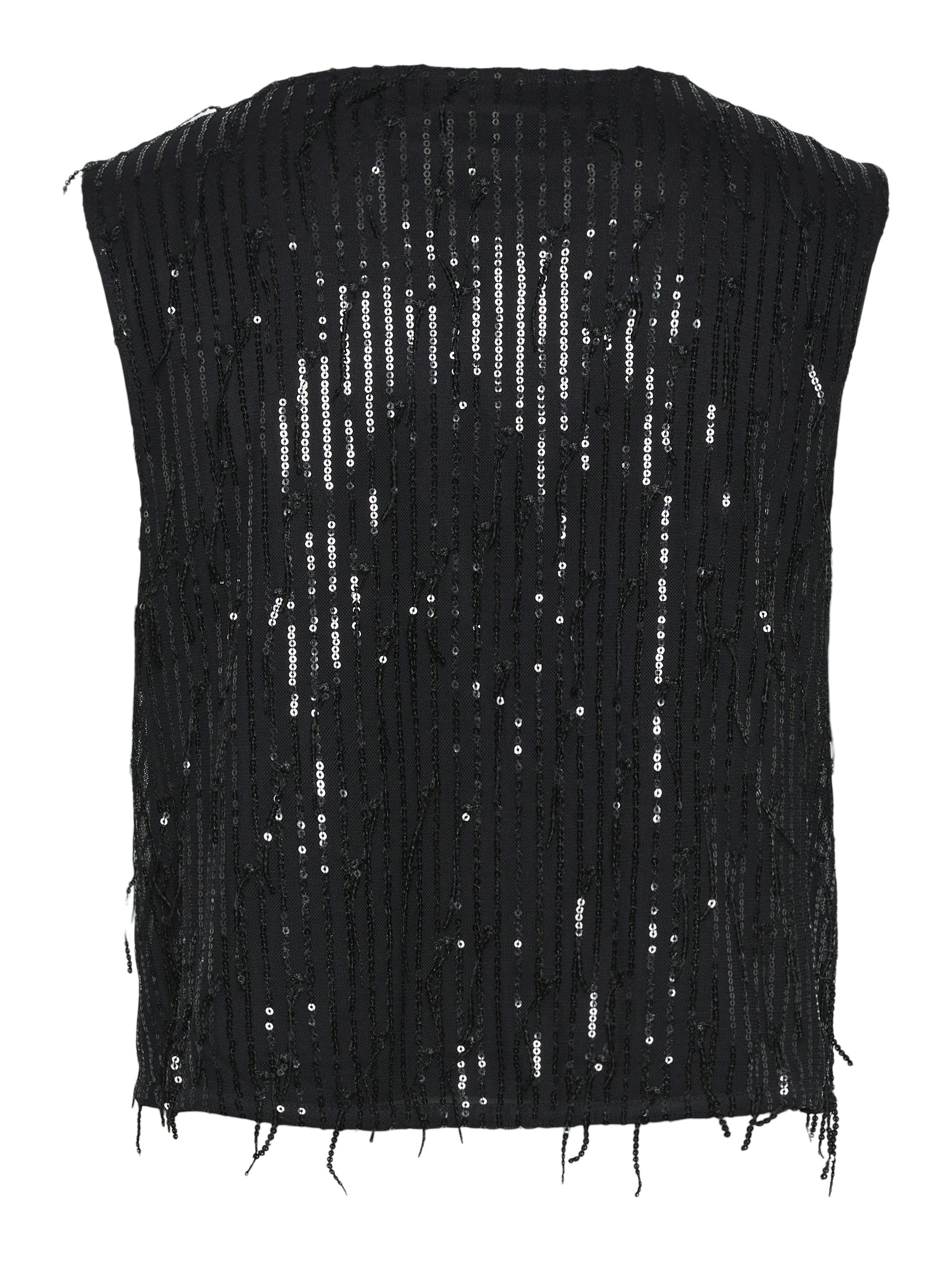 Pieces top nero con pailettes