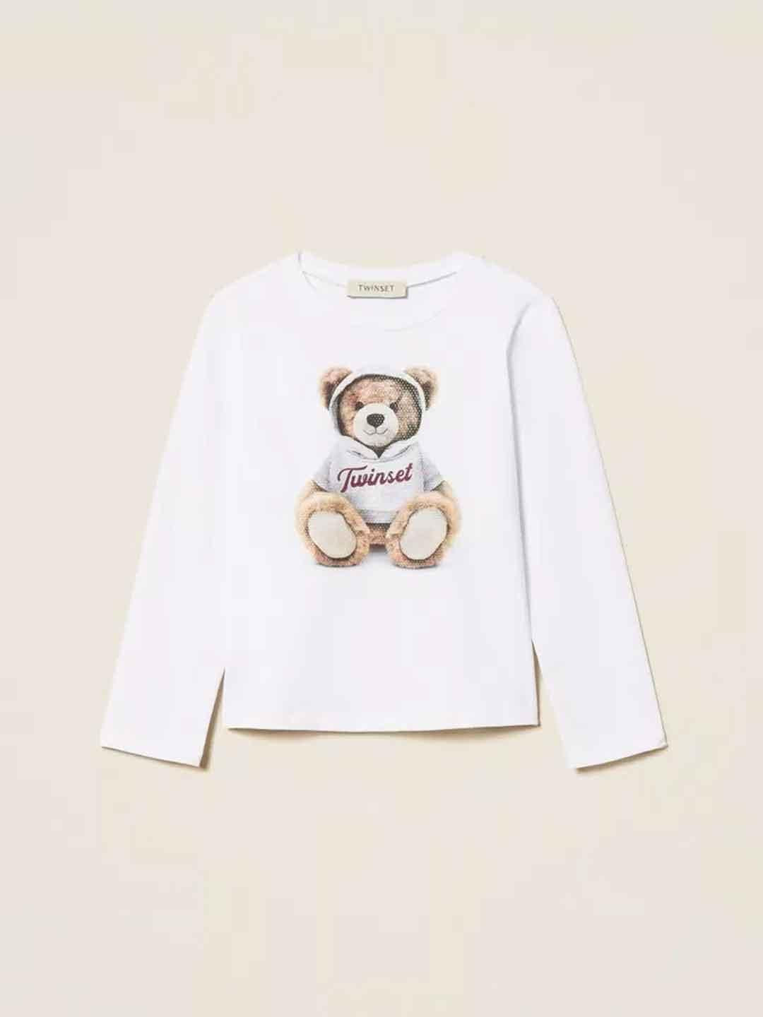 Twinset t-shirt kids bianco con stampa orsetto
